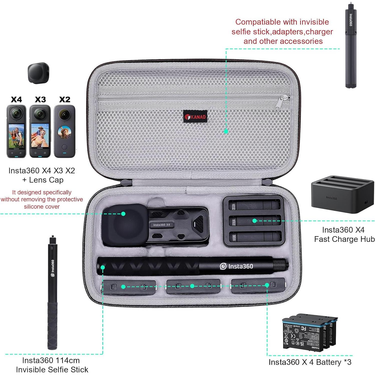 Funda Dura XANAD para Cámara de Acción Insta360 X5/X4/X3/X2 Impermeable