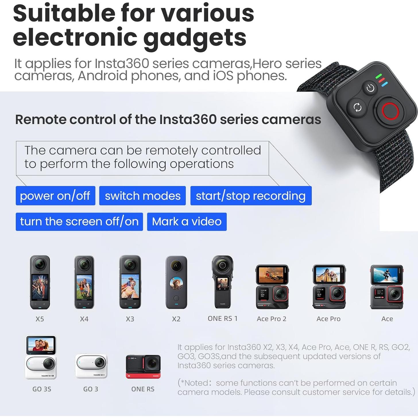 Control Remoto Bluetooth Ruichipower para Cámaras de Acción - 50m