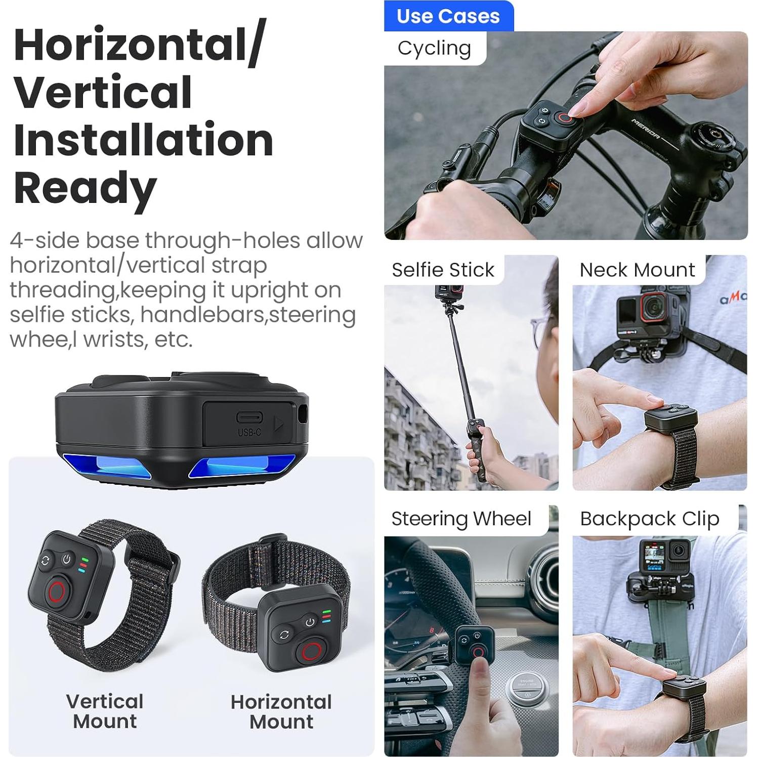 Control Remoto Bluetooth Ruichipower para Cámaras de Acción - 50m