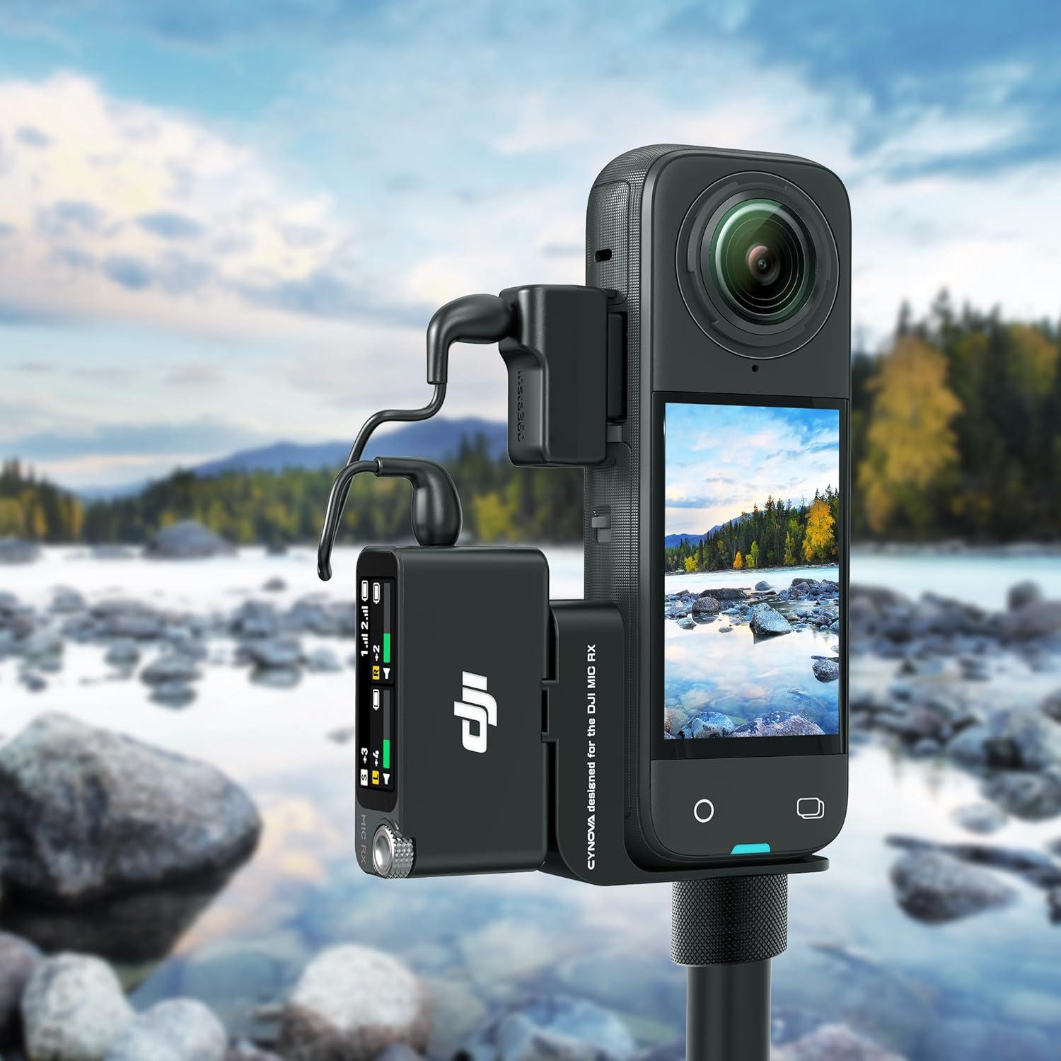 Soporte de Micrófono CYNOVA para Insta360 X4/X3 con Cable 3.5mm