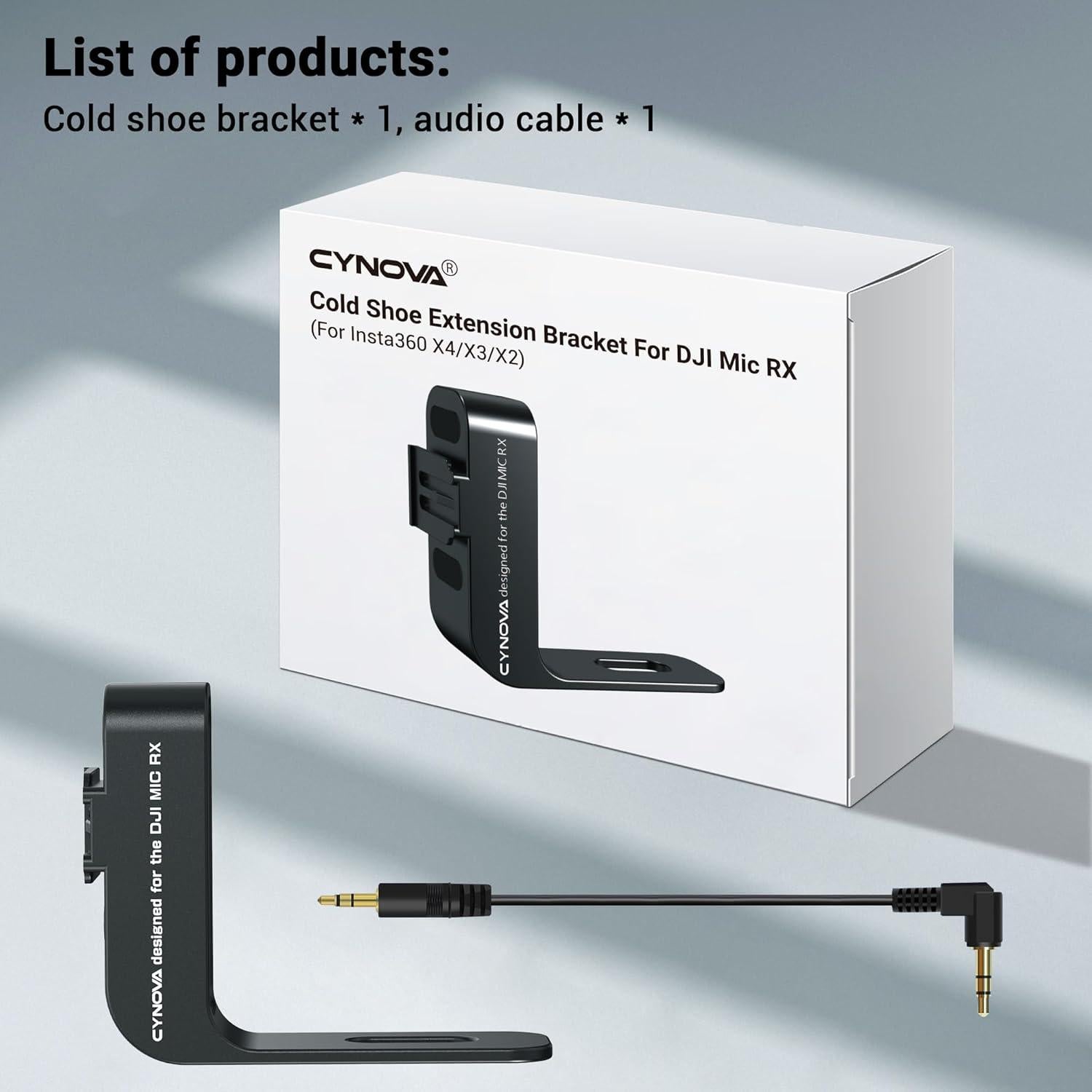 Soporte de Micrófono CYNOVA para Insta360 X4/X3 con Cable 3.5mm