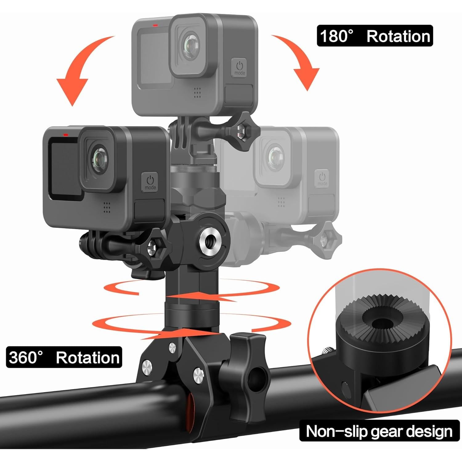 Soporte de Manillar de Bicicleta KOQEIEY 360° para Insta360 y GoPro