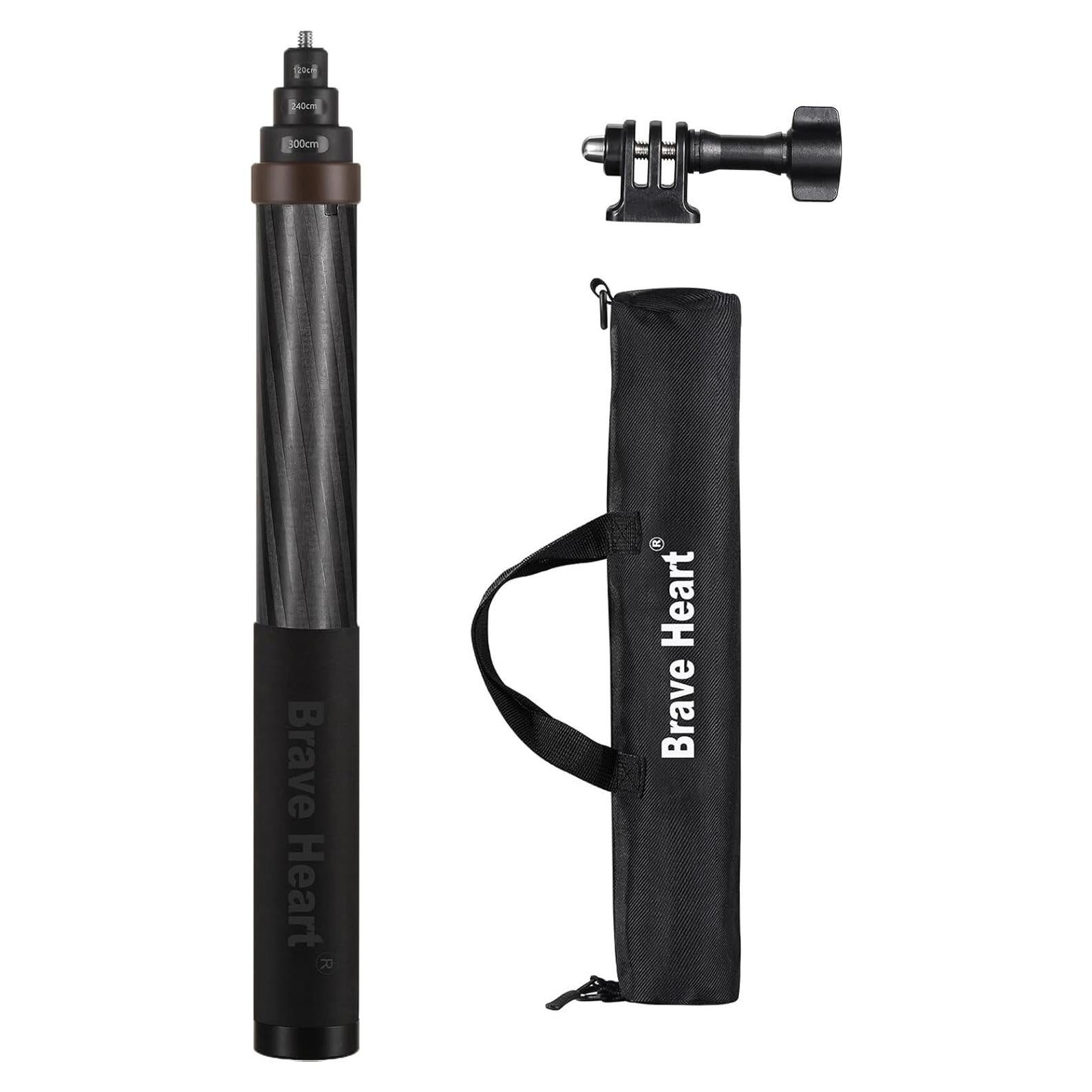 Palo de Selfie Invisible Fibra de Carbono 36cm a 3m Qishang