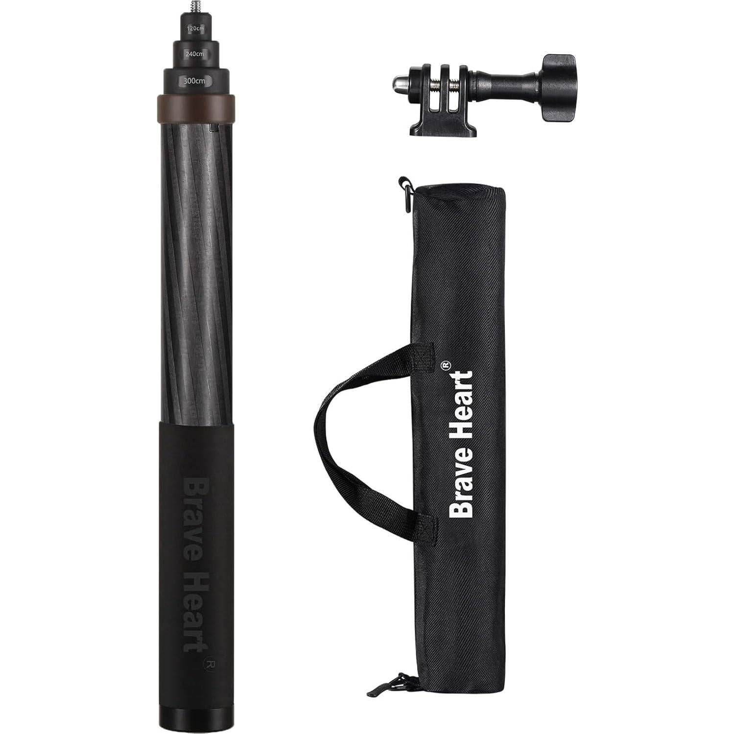 Palo de Selfie Invisible Fibra de Carbono 36cm a 3m Qishang