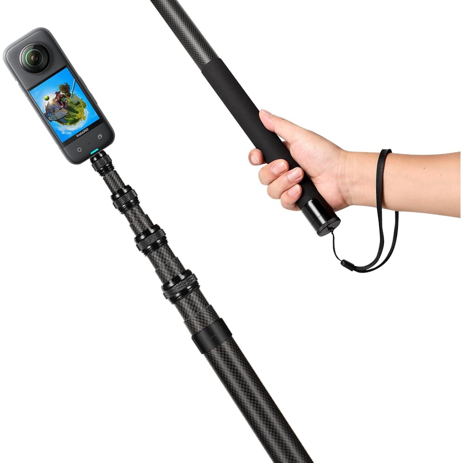 Palo de Selfie 3M Fibra de Carbono Extensible 300cm Negro