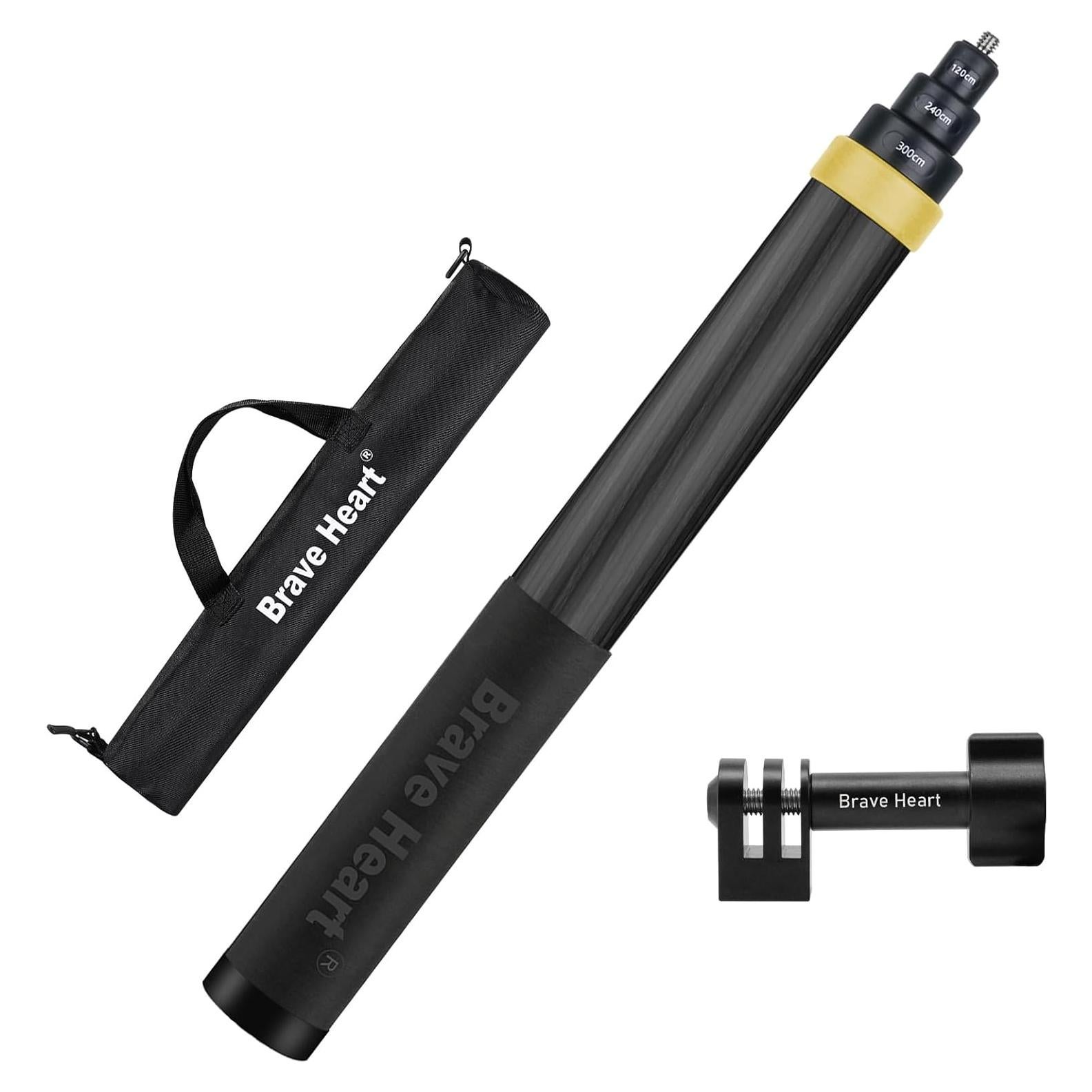 Selfie Stick Extensible 36cm a 3m Fibra de Carbono Qishang