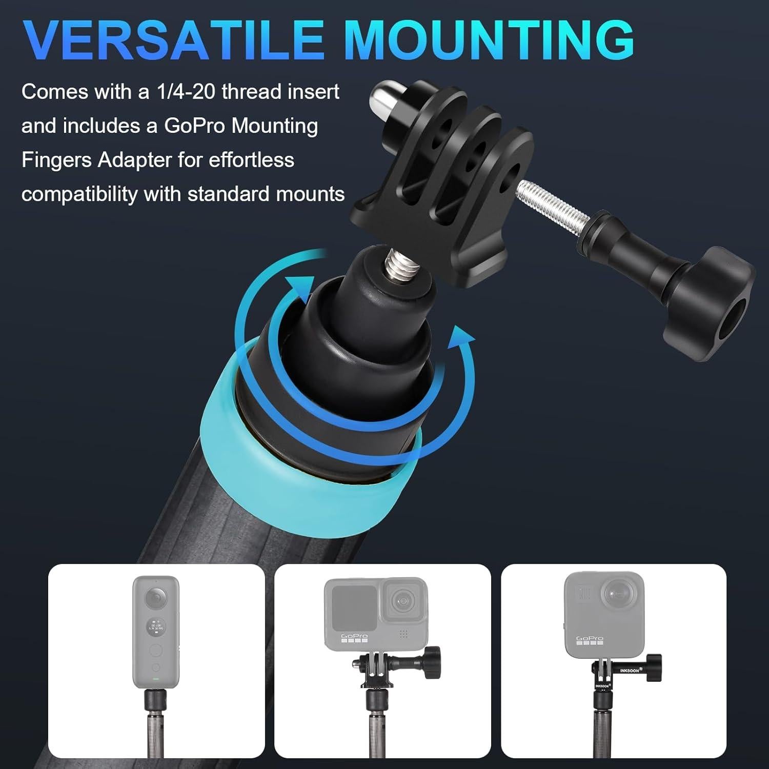 Selfie Stick Extensible 36cm a 3m Fibra de Carbono Qishang