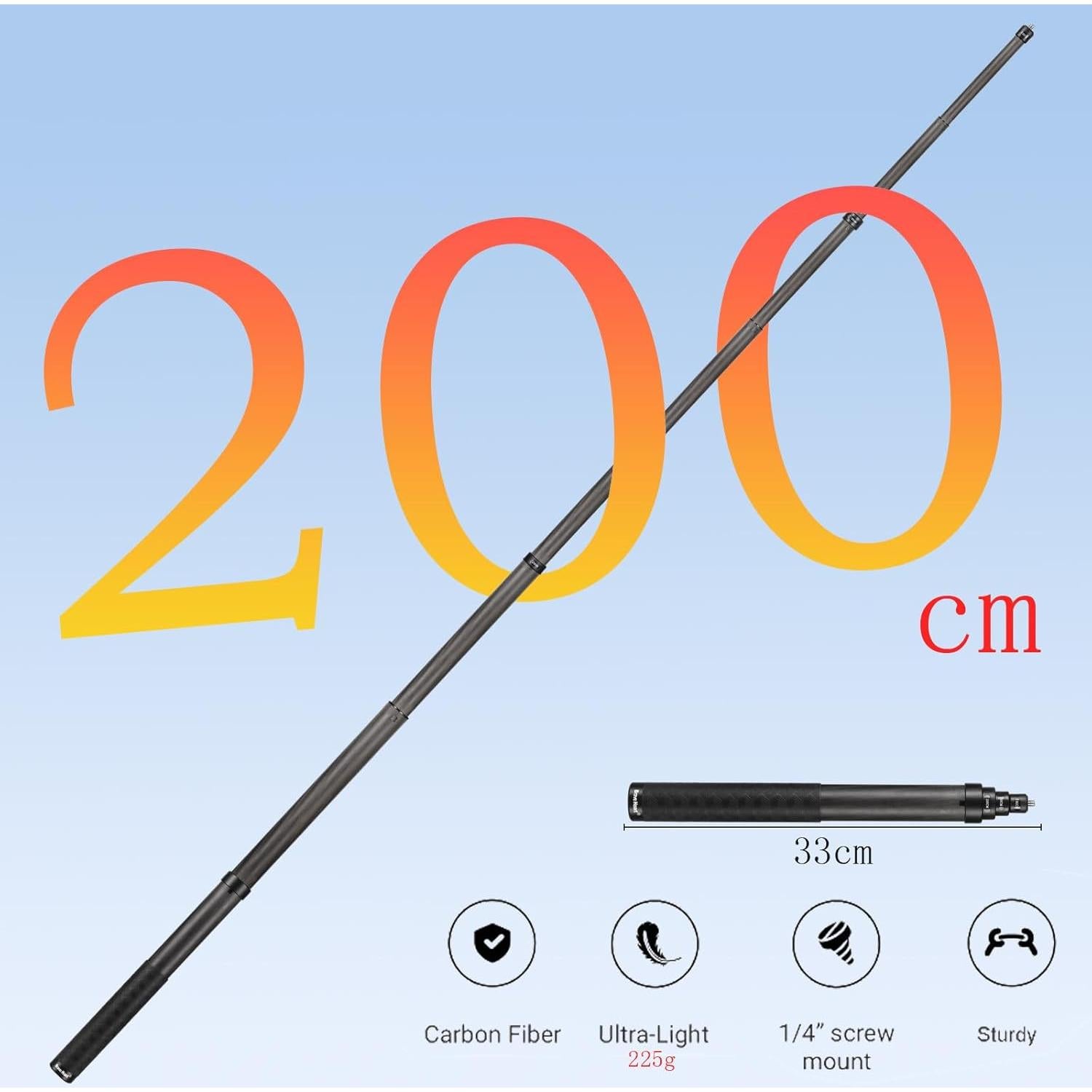 Palo de Selfie Invisible Brave Heart 33-200cm para Insta360 y GoPro