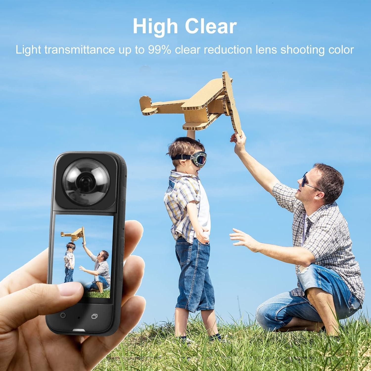 Protector de Lente Adhesivo PULUZ para Insta360 X3 Vidrio Templado