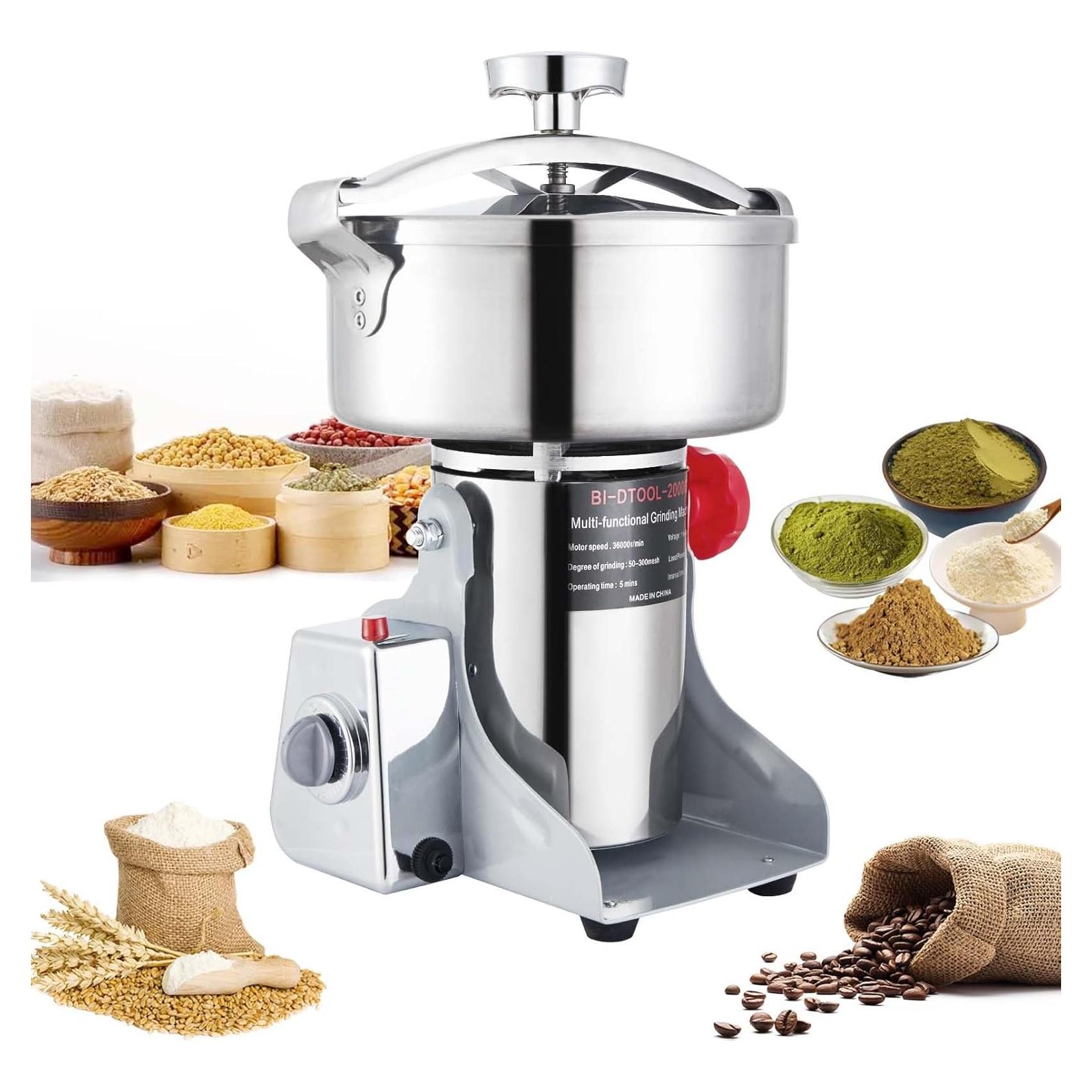 Molino de Grano Eléctrico BI-DTOOL 2000g 3600W Acero Inoxidable