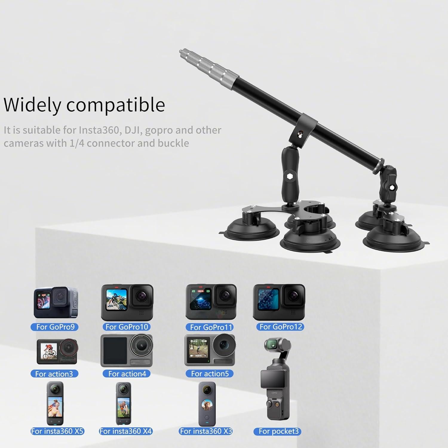 Soporte de Coche AOEYOO 5 Ventosas para Insta360 y GoPro