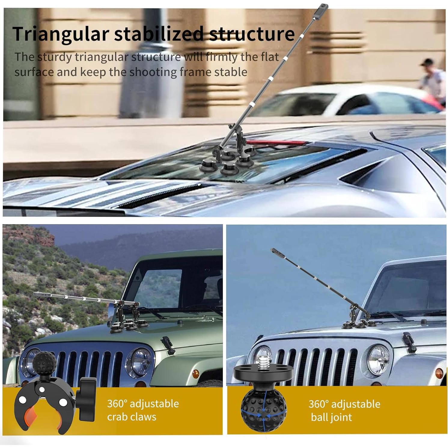 Soporte de Coche AOEYOO 5 Ventosas para Insta360 y GoPro