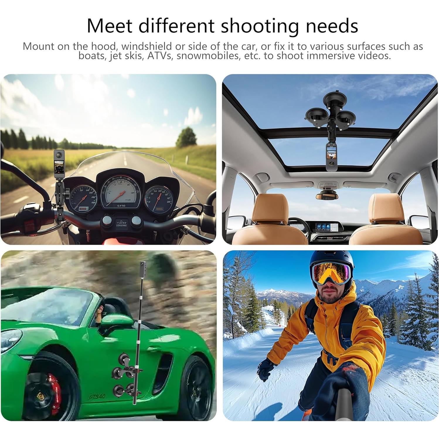 Soporte de Coche AOEYOO 5 Ventosas para Insta360 y GoPro