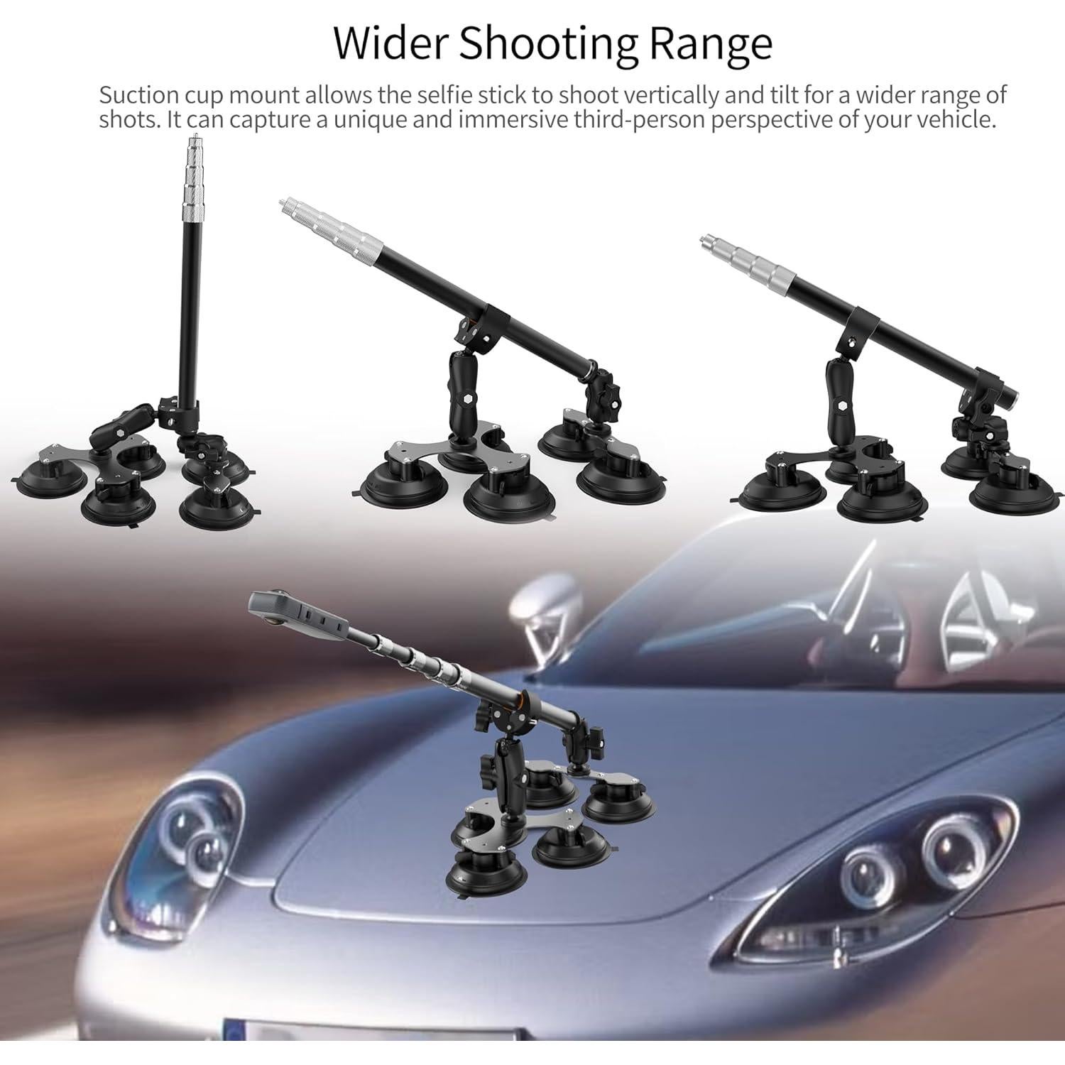 Soporte de Coche AOEYOO 5 Ventosas para Insta360 y GoPro