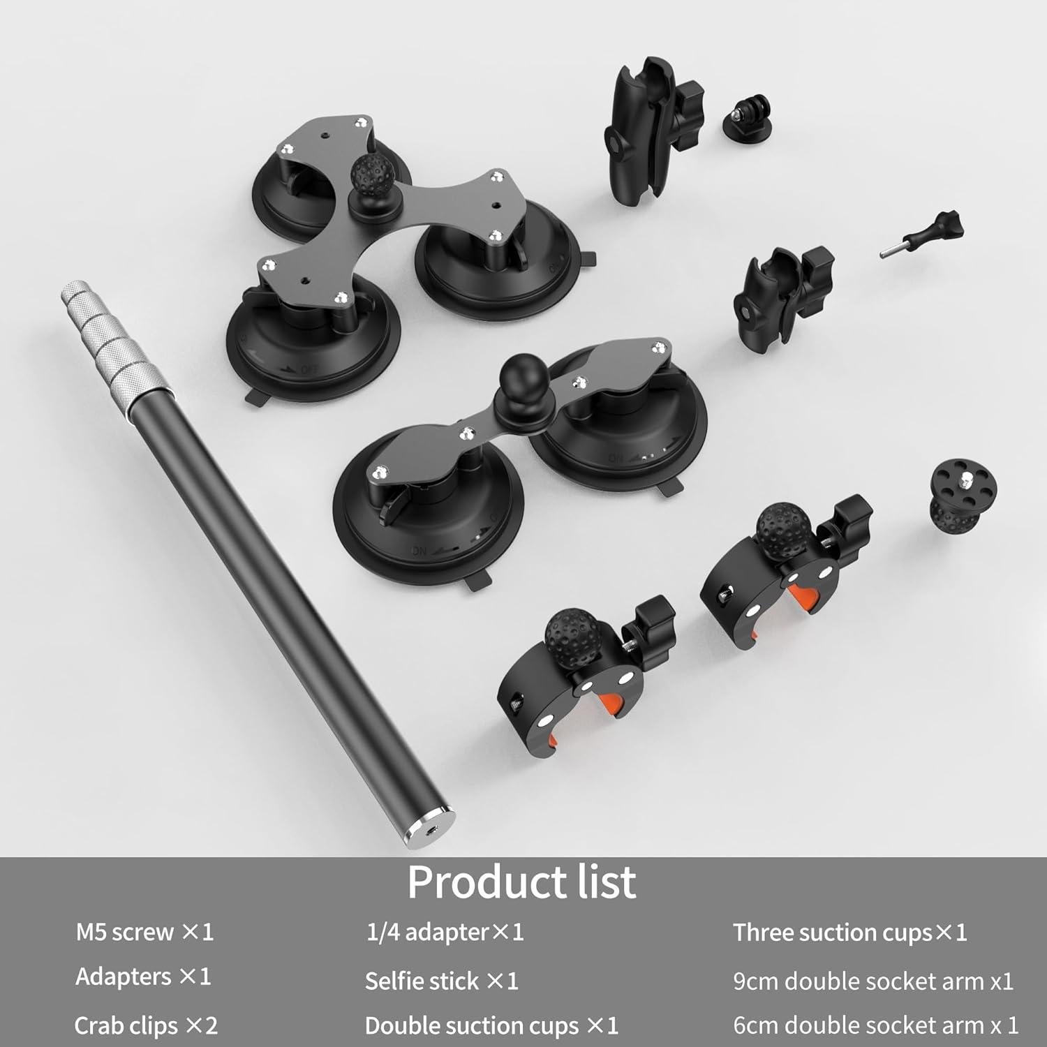 Soporte de Coche AOEYOO 5 Ventosas para Insta360 y GoPro