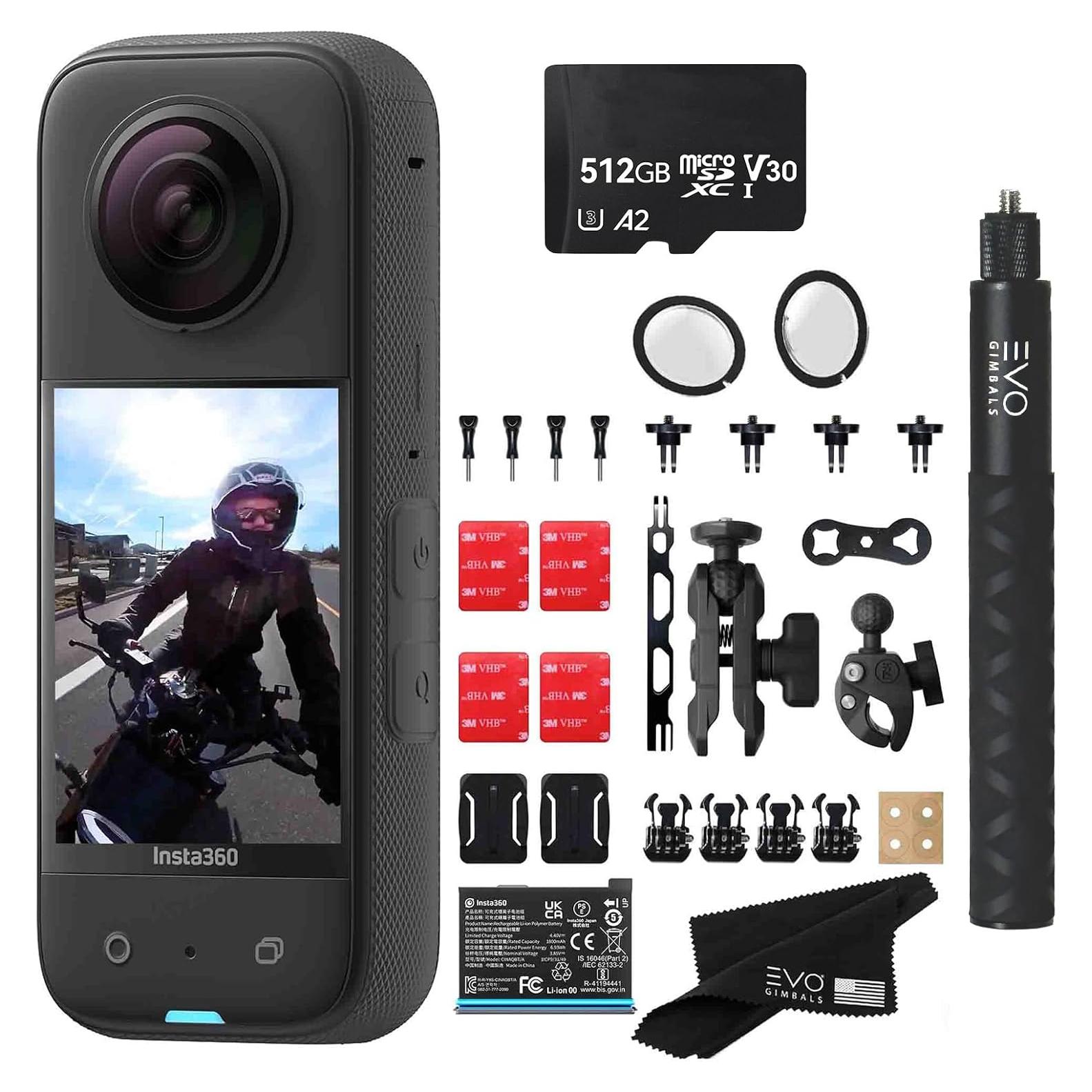 Cámara de Acción 360 Insta360 X3 con Montaje para Motocicleta