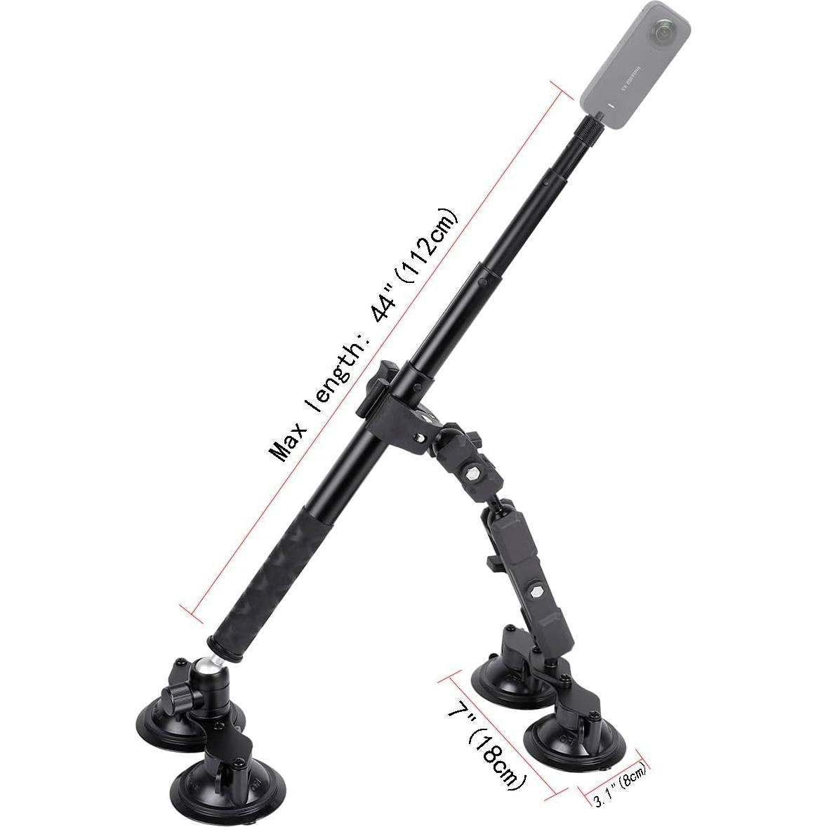 Soporte de Coche para Insta360 con Ventosas y Palo de Selfie