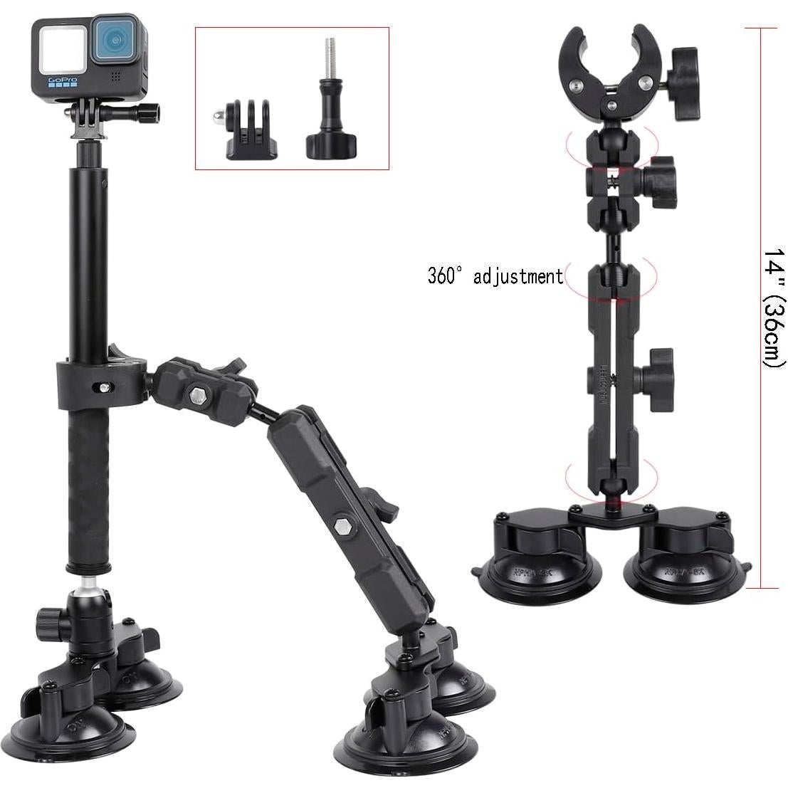 Soporte de Coche para Insta360 con Ventosas y Palo de Selfie