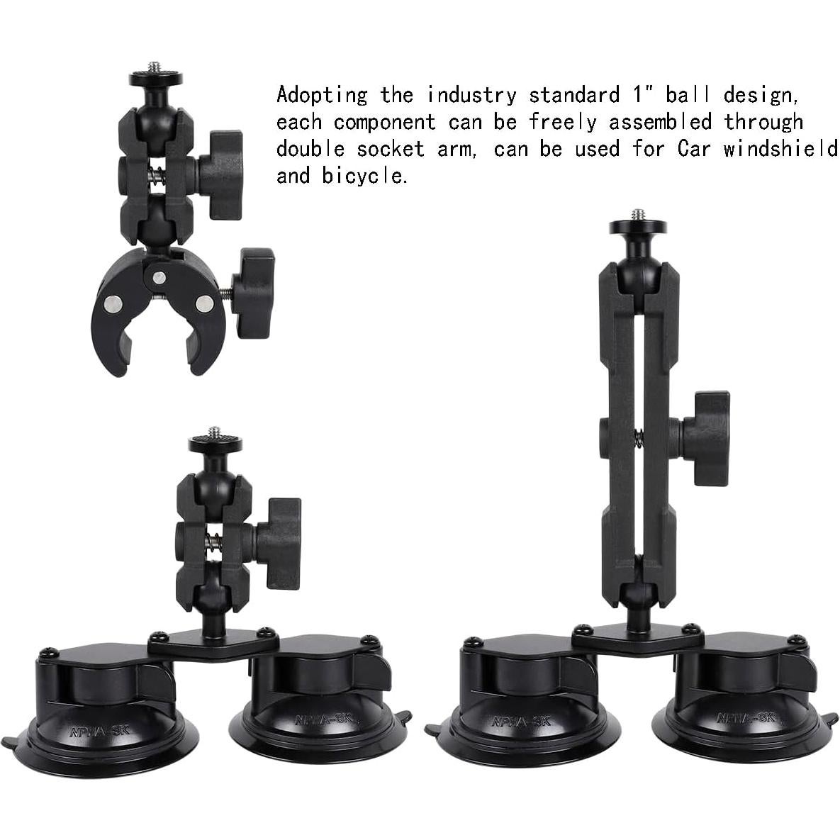 Soporte de Coche para Insta360 con Ventosas y Palo de Selfie