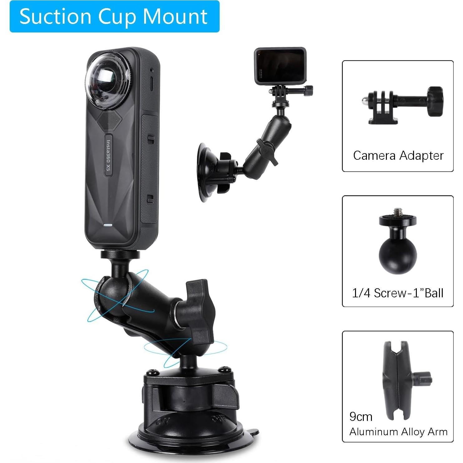 Soporte de Cámara Xik 2 en 1 con Ventosa y Magnético para Insta360