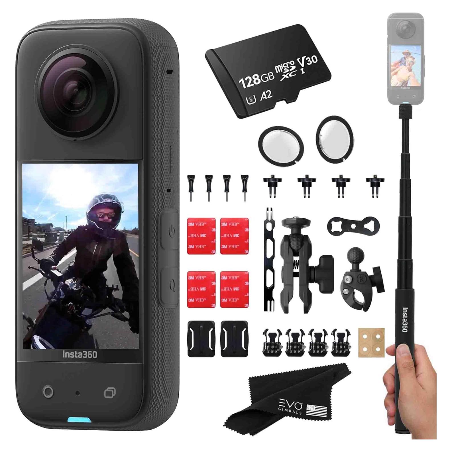 Cámara de acción 360 Insta360 X3 48MP HDR 5.7K Negra