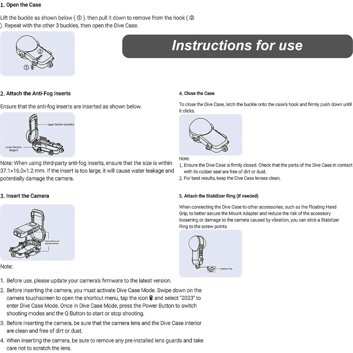 Funda de Buceo Invisible SRUIM para Insta360 X3 - Impermeable 50m
