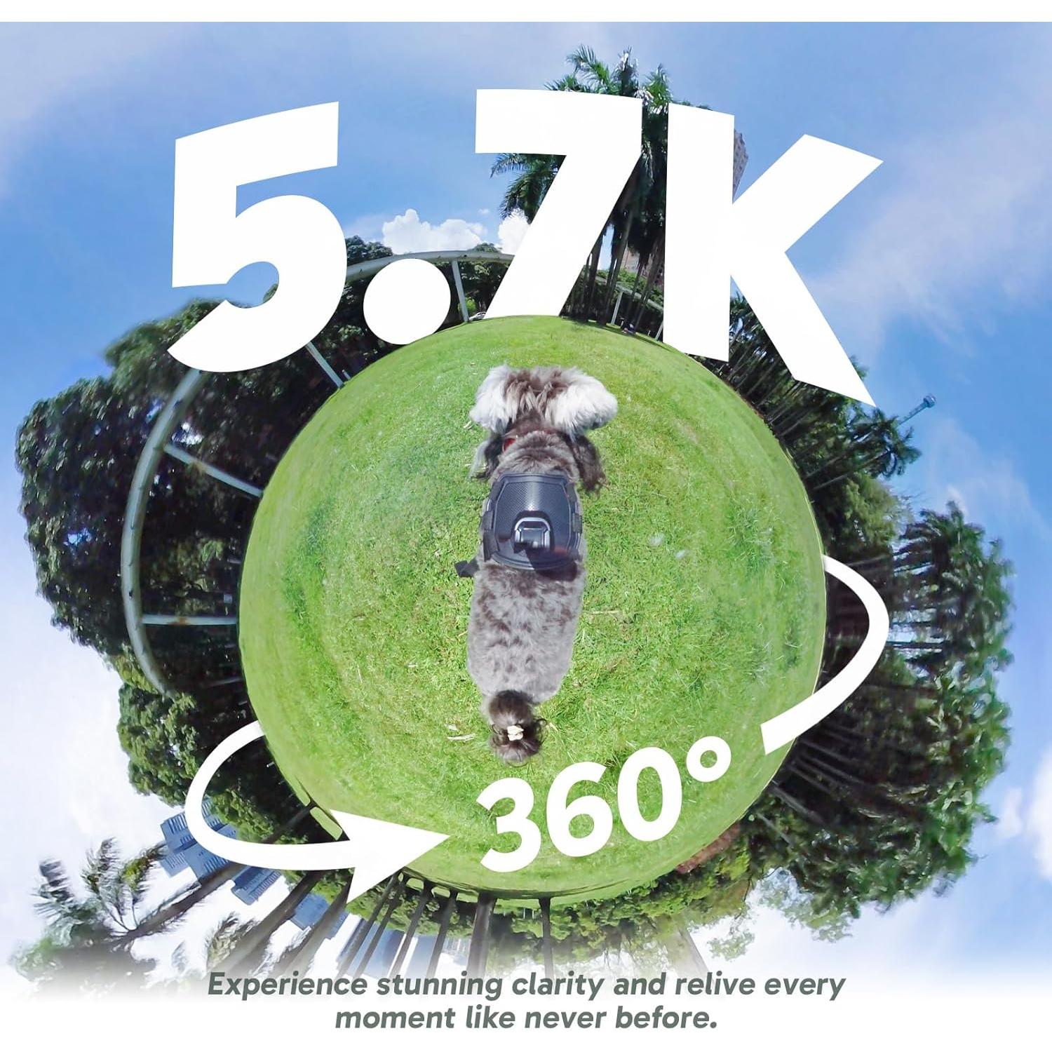 Cámara de acción AKASO 360 - Video 5.7K 360° y fotos 72MP