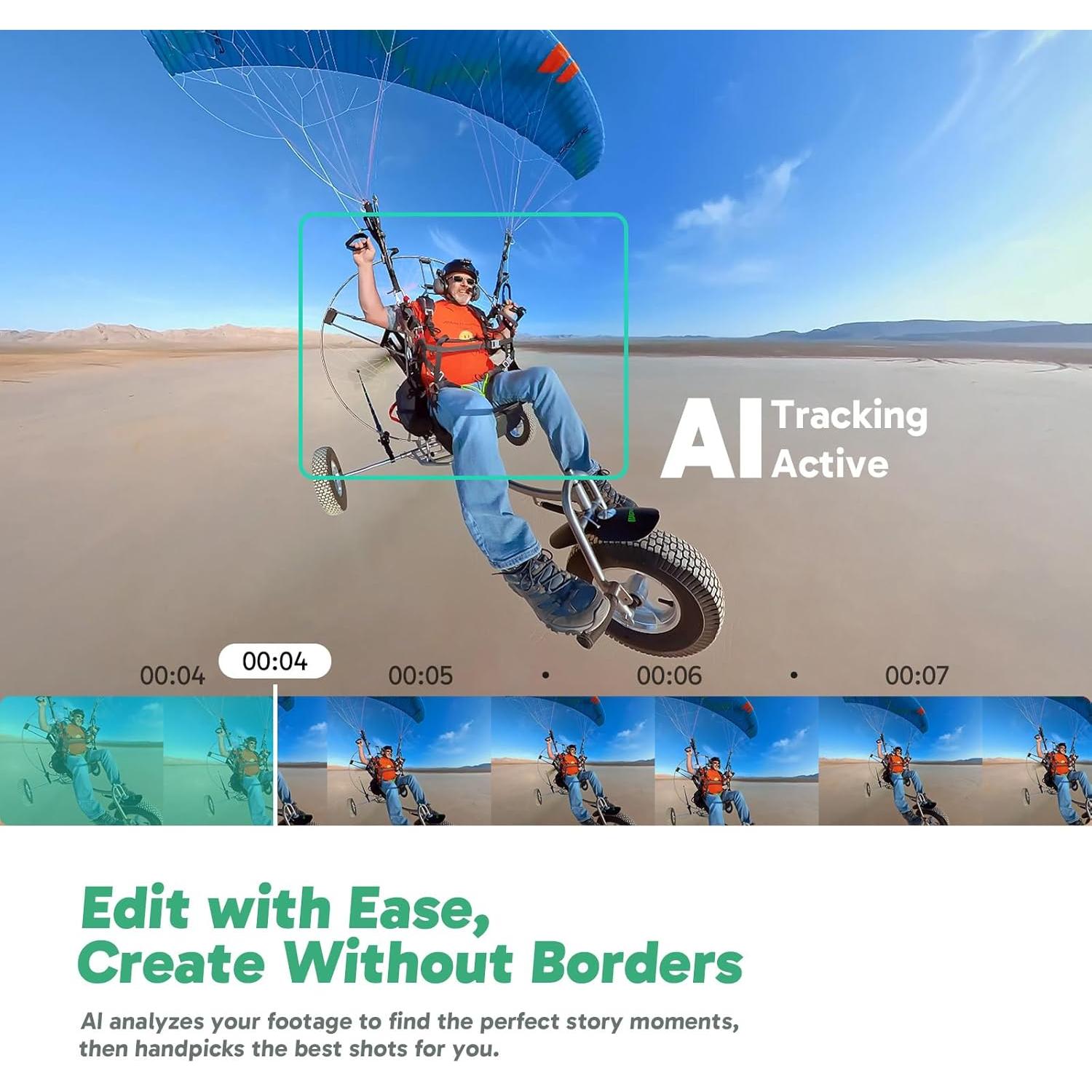 Cámara de acción AKASO 360 - Video 5.7K 360° y fotos 72MP