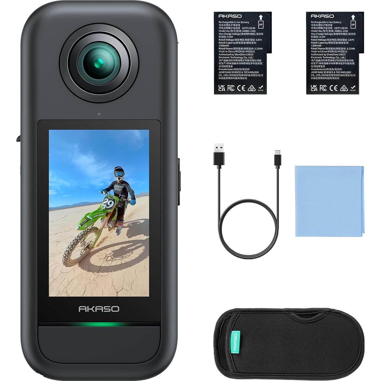 Cámara de acción AKASO 360 - Video 5.7K 360° y fotos 72MP