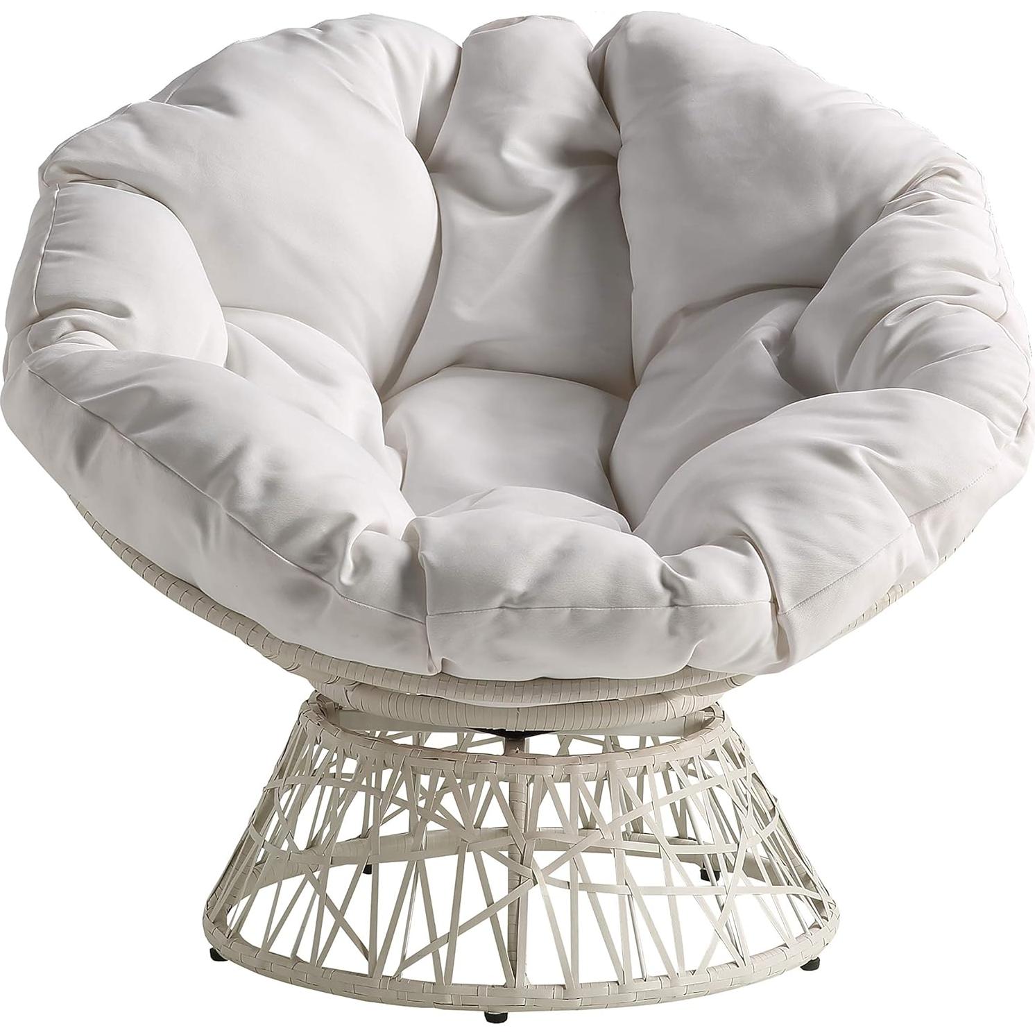 Silla Papasan OSP Home Furnishings Mimbre Blanco 360°