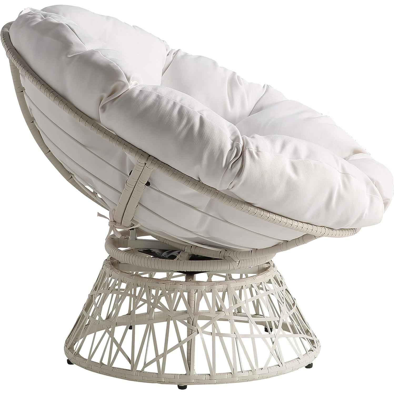 Silla Papasan OSP Home Furnishings Mimbre Blanco 360°