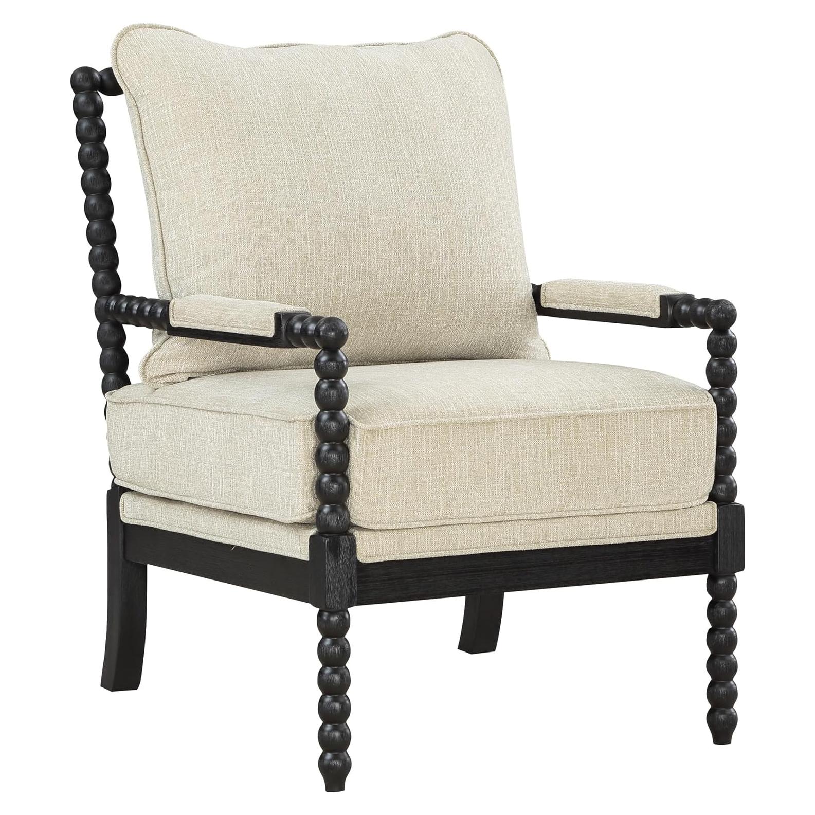 Silla de Acento Eliza OSP Home Furnishings - Lino y Madera Negra