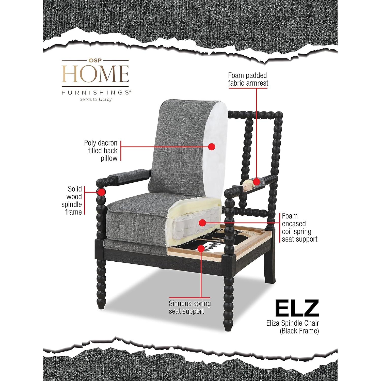 Silla de Acento Eliza OSP Home Furnishings - Lino y Madera Negra