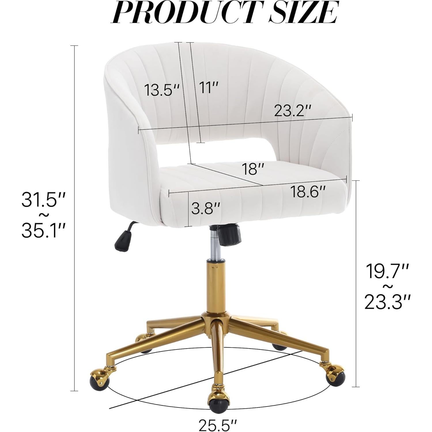 Silla de Oficina Giratoria KCC de Terciopelo Crema Ergonómica