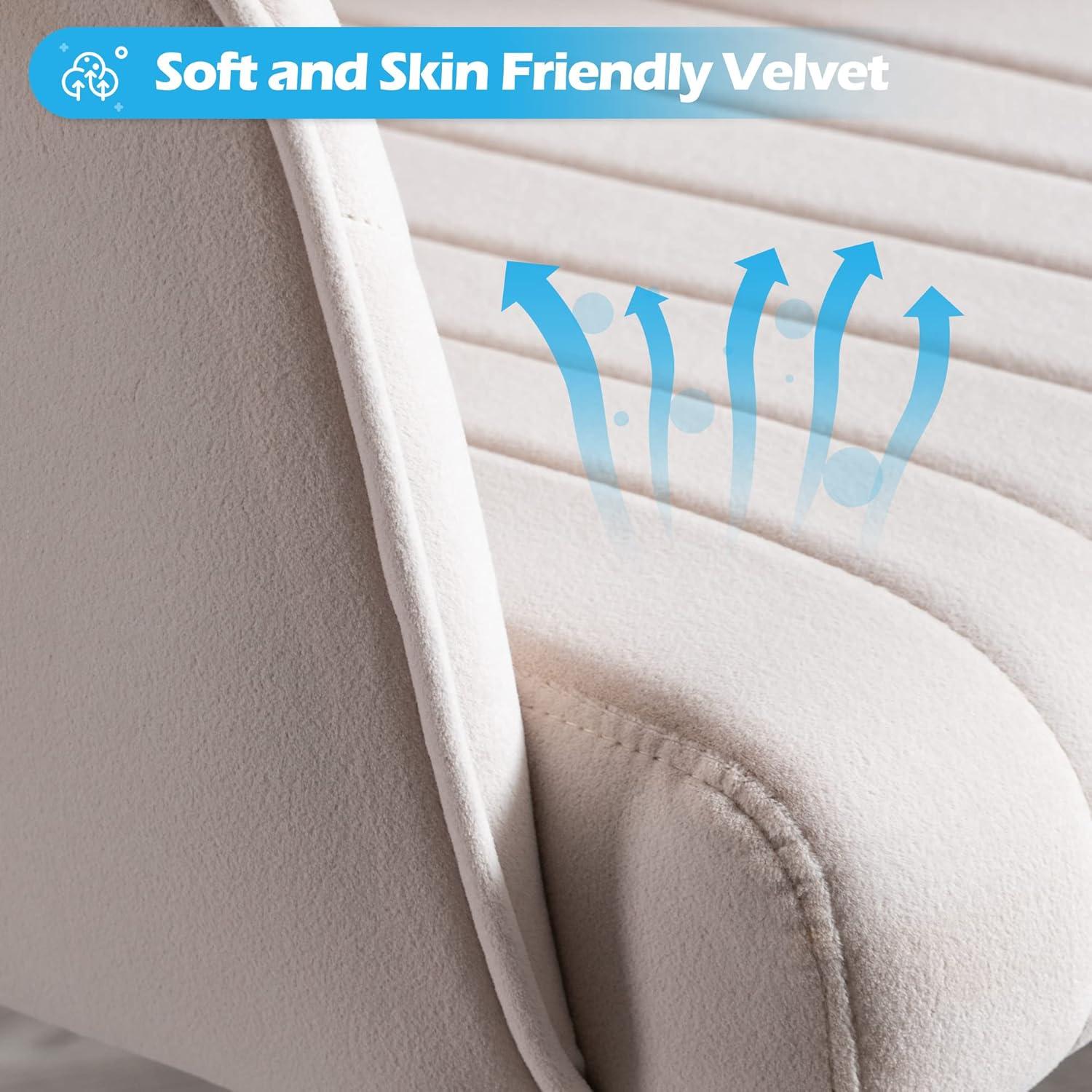 Silla de Oficina Giratoria KCC de Terciopelo Crema Ergonómica