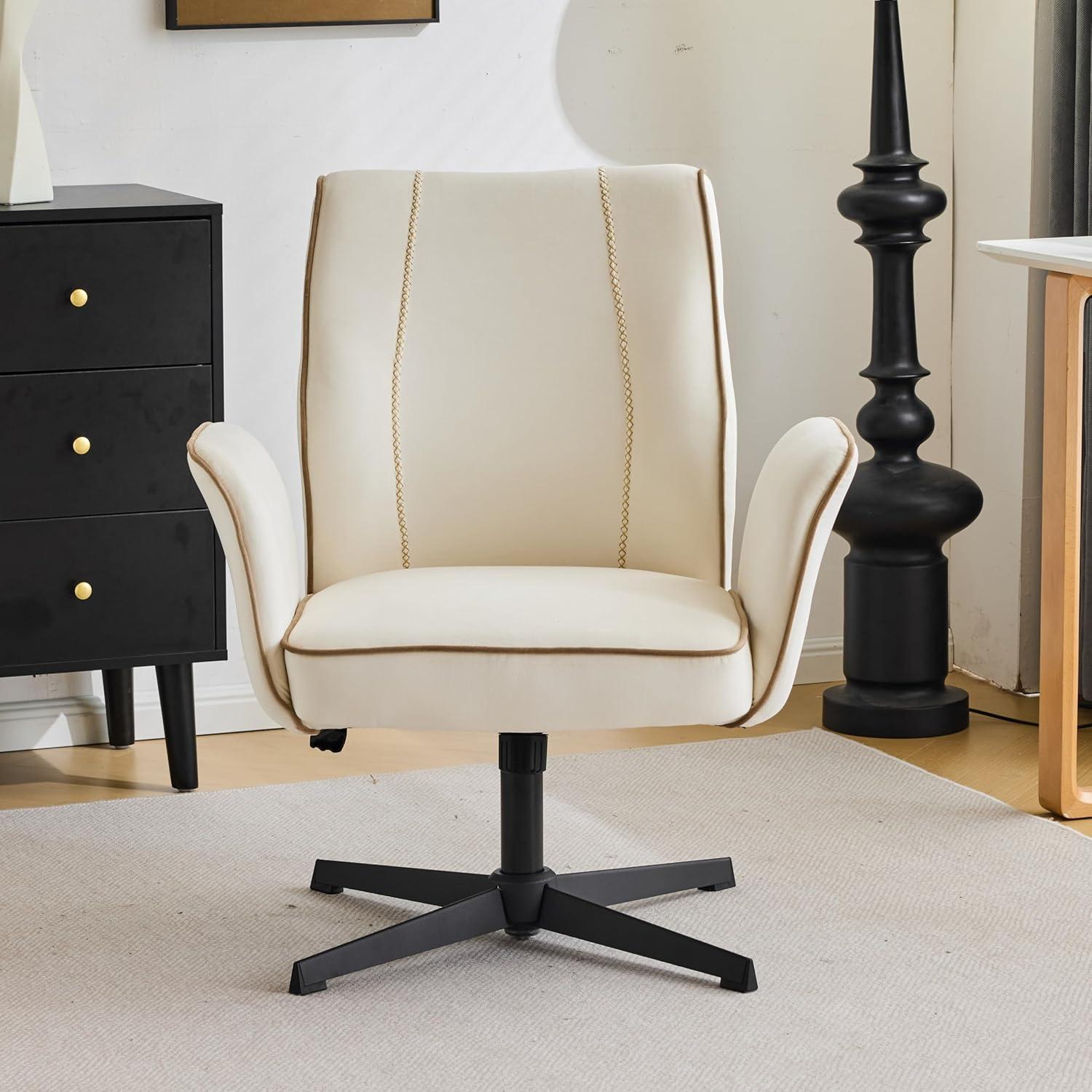 Silla de Oficina VINGLI Terciopelo Blanco Acolchada 360°