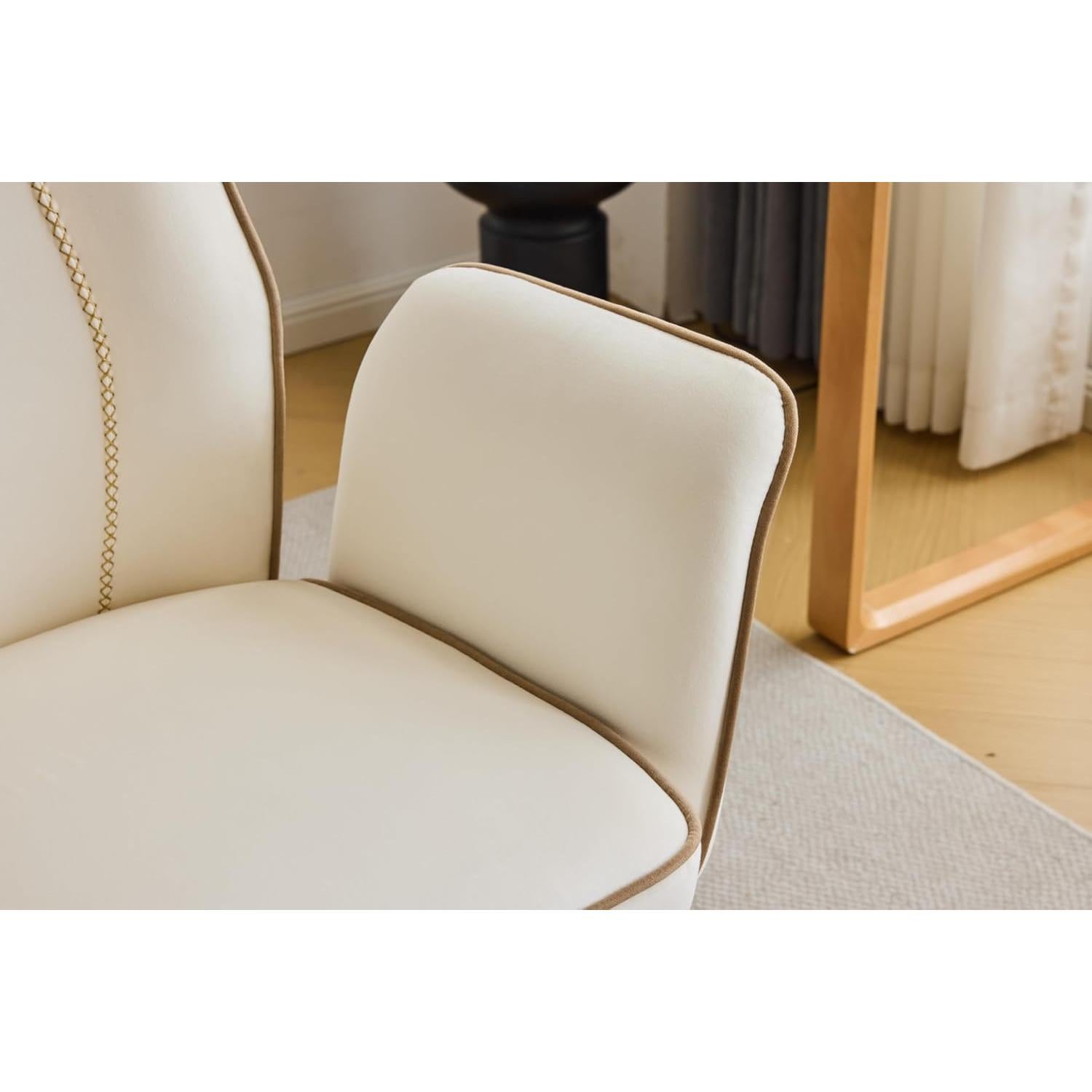 Silla de Oficina VINGLI Terciopelo Blanco Acolchada 360°