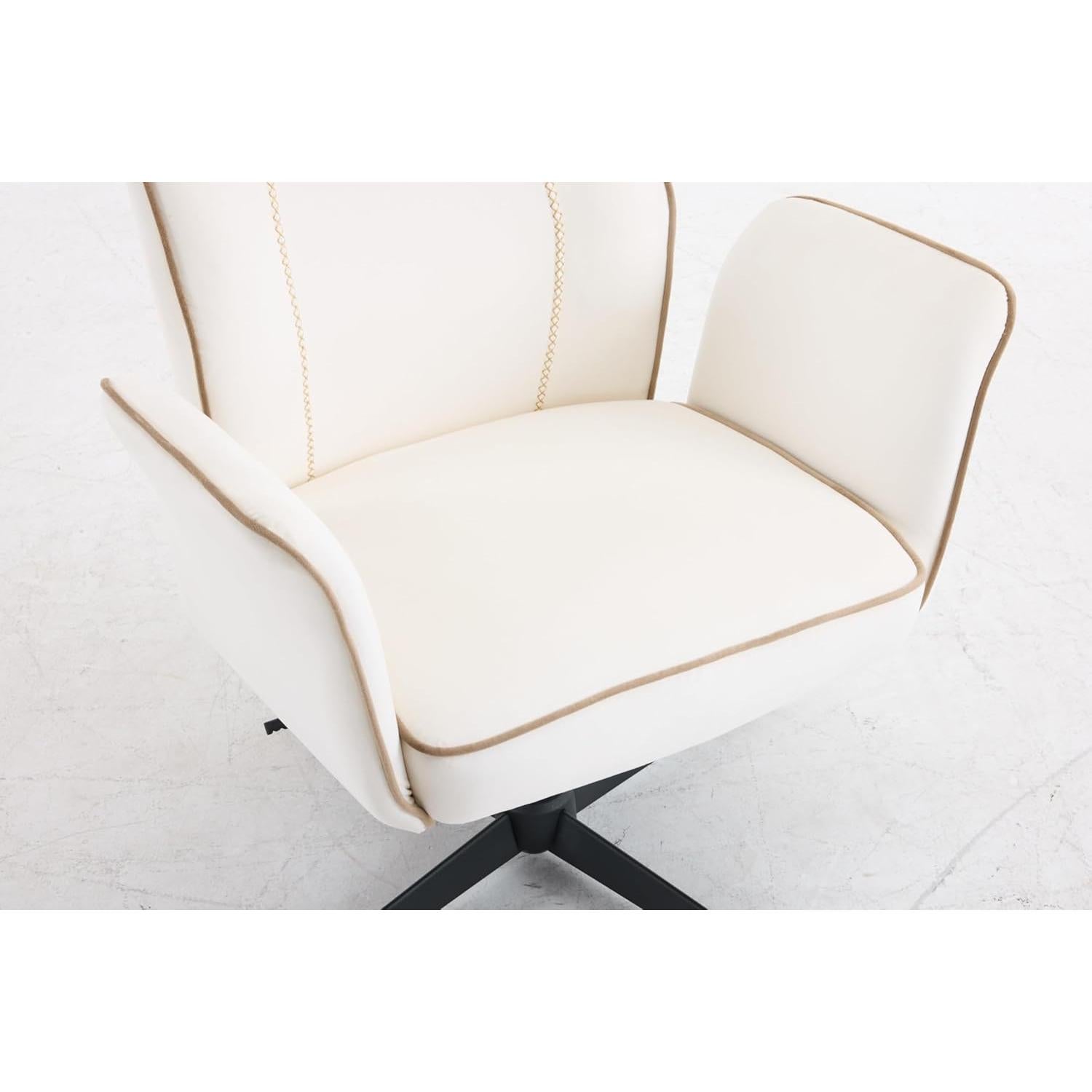 Silla de Oficina VINGLI Terciopelo Blanco Acolchada 360°