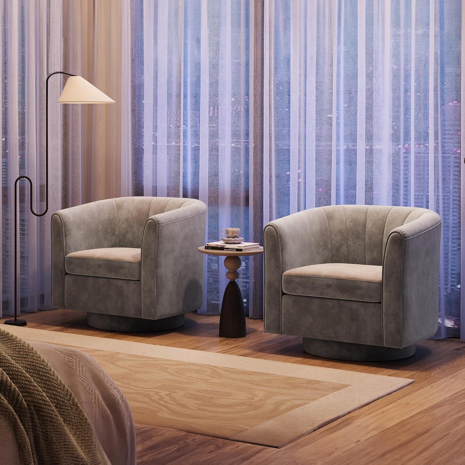 Silla de Acento Giratoria LINSY con Otomán Gris 360°