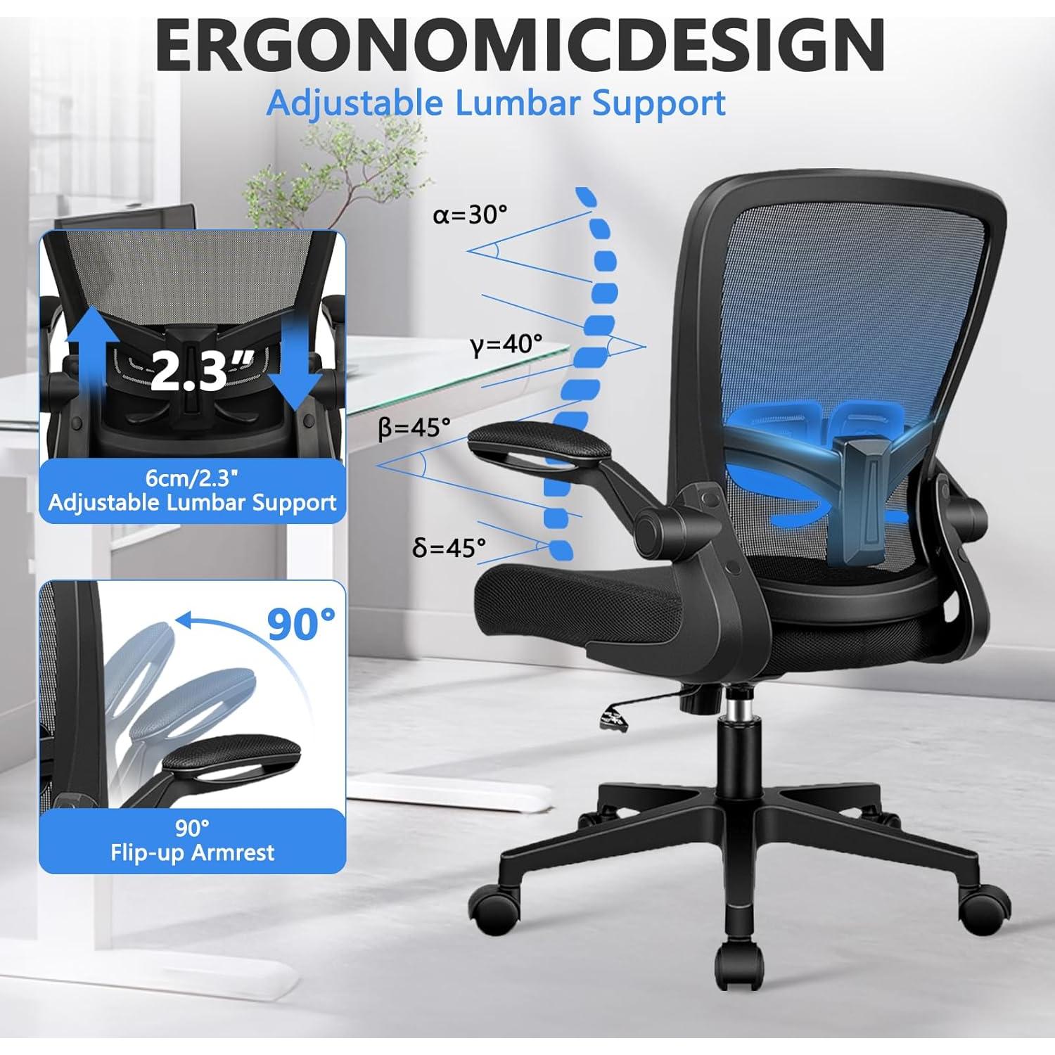 Silla de Oficina Ergonómica KLASIKA Negra con Soporte Lumbar
