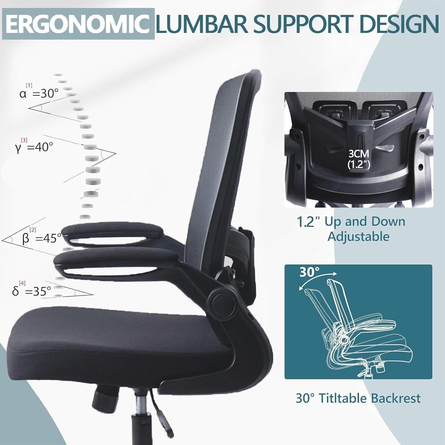 Silla de Oficina Ergonómica KLASIKA Negra con Soporte Lumbar