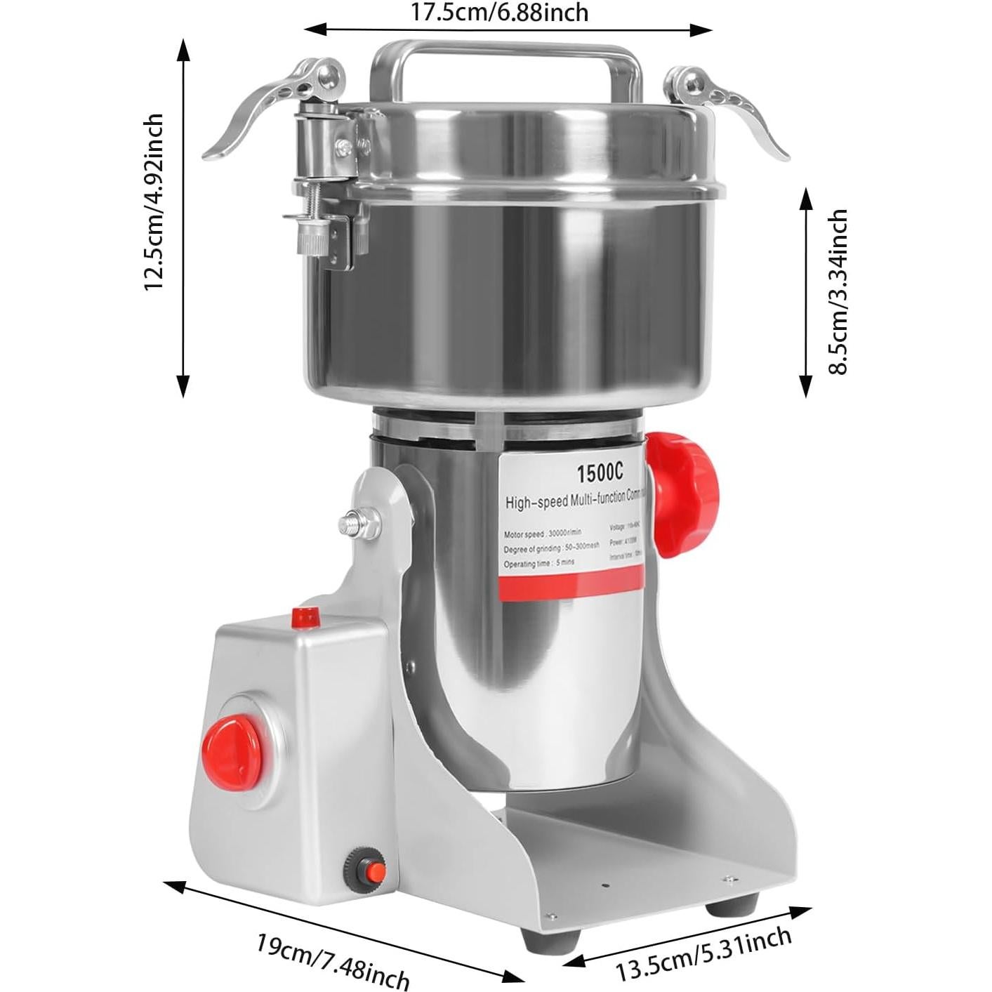 Molino de Grano Eléctrico TFCFL 1500g 4100W Acero Inoxidable