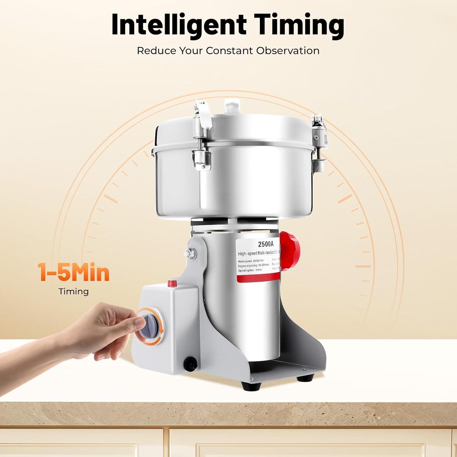 Molino de Granos Eléctrico GSHIOIO 2500g 4500W Acero Inoxidable