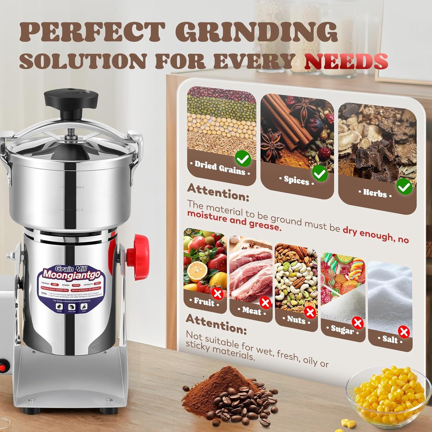 Molinillo de Granos Eléctrico Moongiantgo 800g 2500W