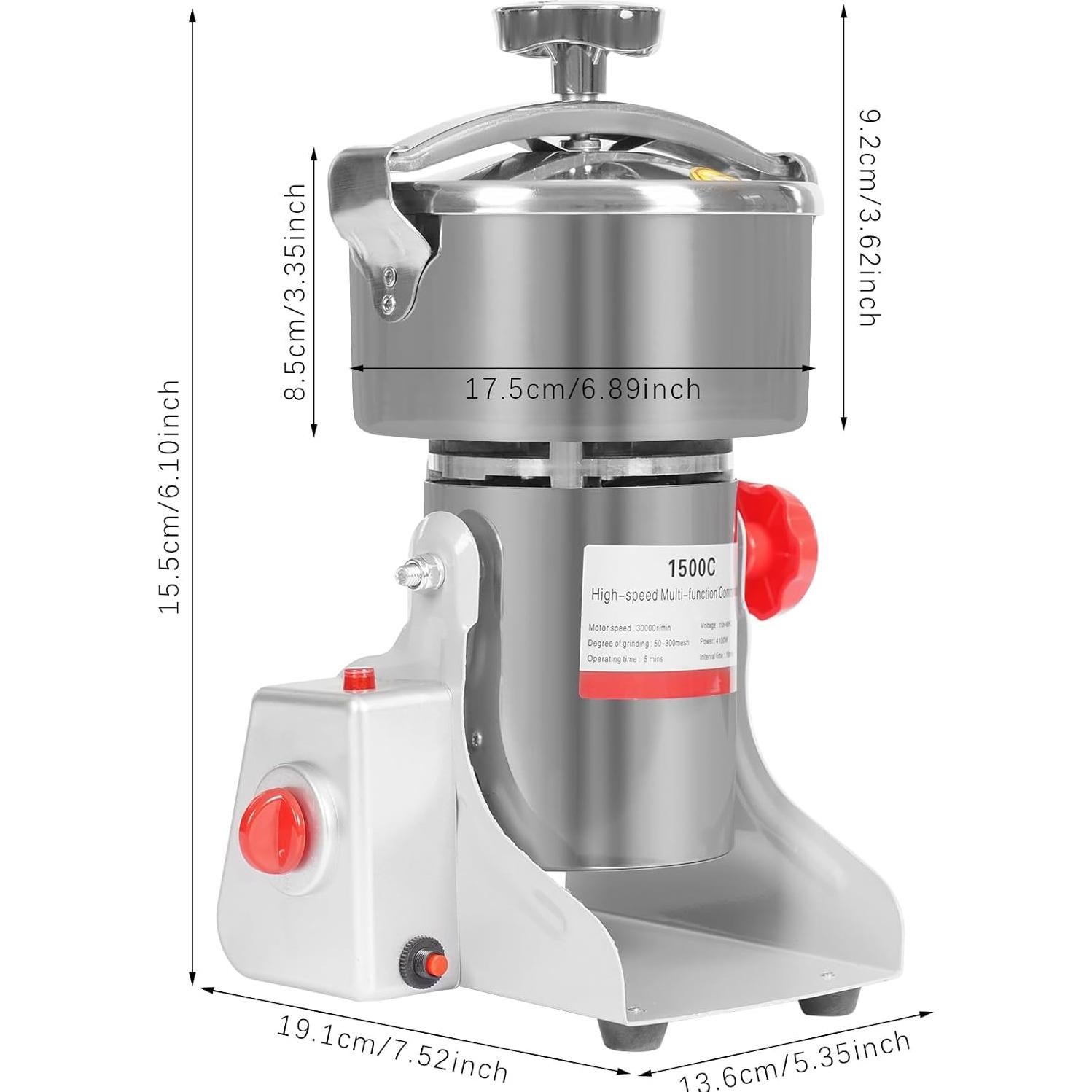 Molino de Grano Eléctrico Headery 1500g Acero Inoxidable 4100W