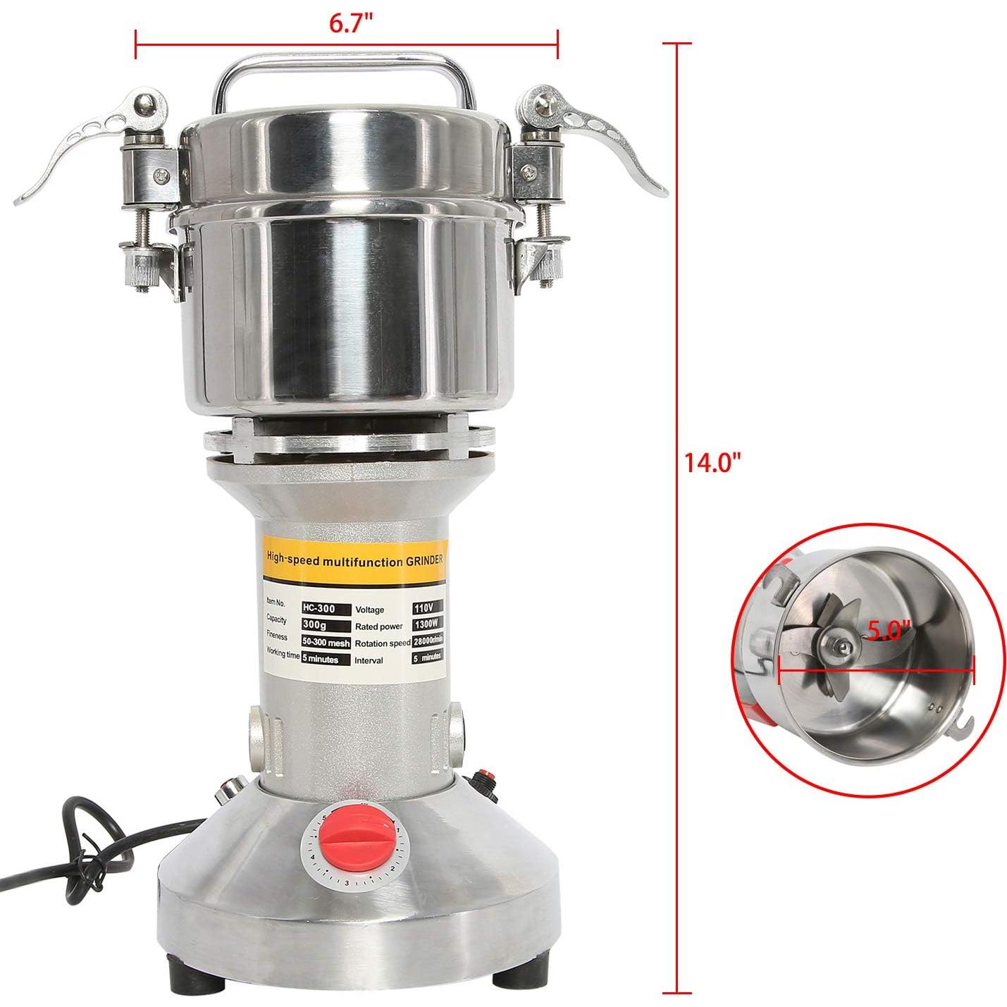 Molinillo Eléctrico de Granos YaeMarine 300g 110V Acero Inoxidable