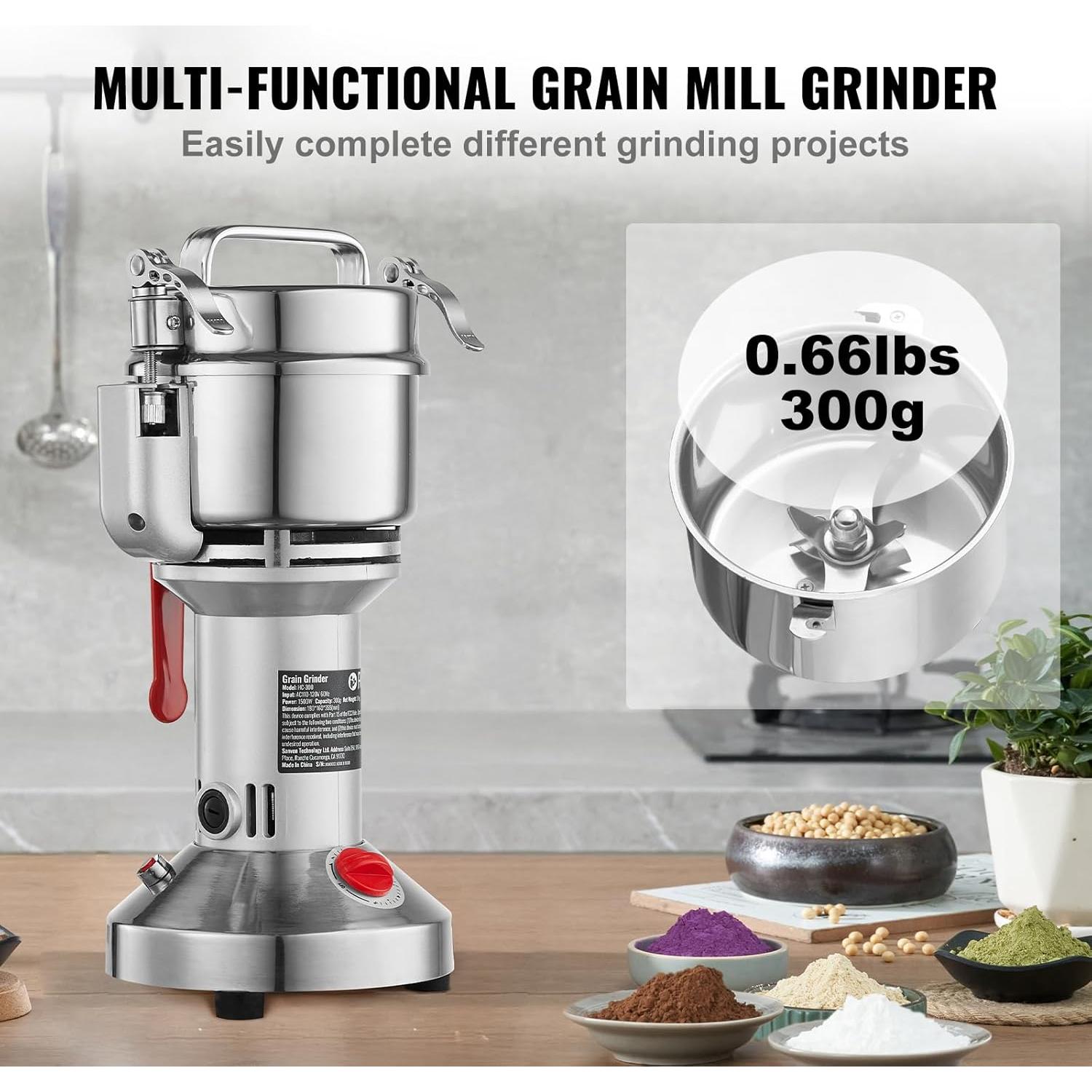 Molinillo Eléctrico de Granos Happybuy HC-300 300g Acero Inoxidable