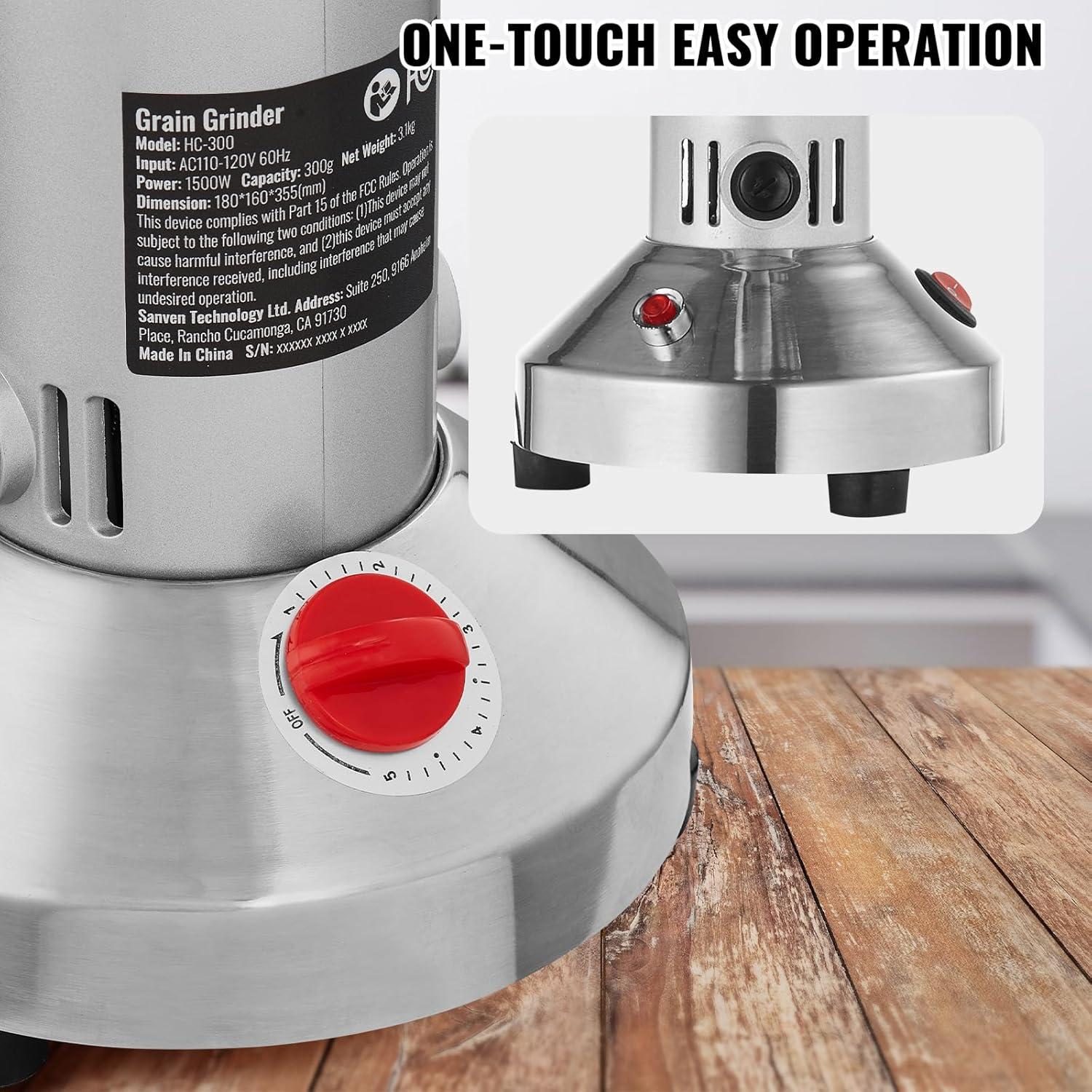 Molinillo Eléctrico de Granos Happybuy HC-300 300g Acero Inoxidable