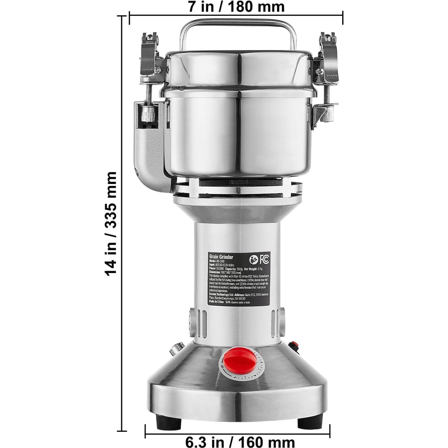 Molinillo Eléctrico de Granos Happybuy HC-300 300g Acero Inoxidable
