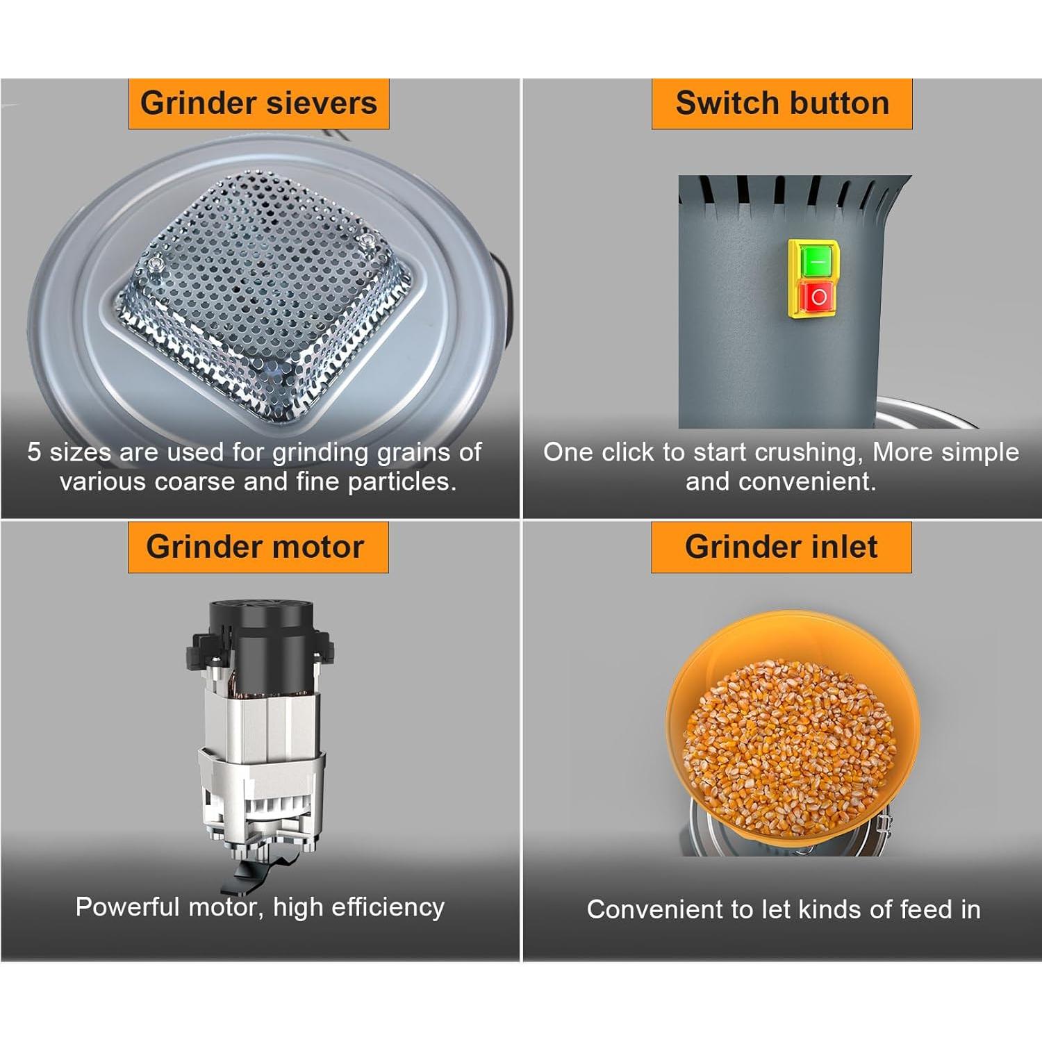 Molino de Granos Eléctrico EODSAD 25L 1000W con 5 Tamices